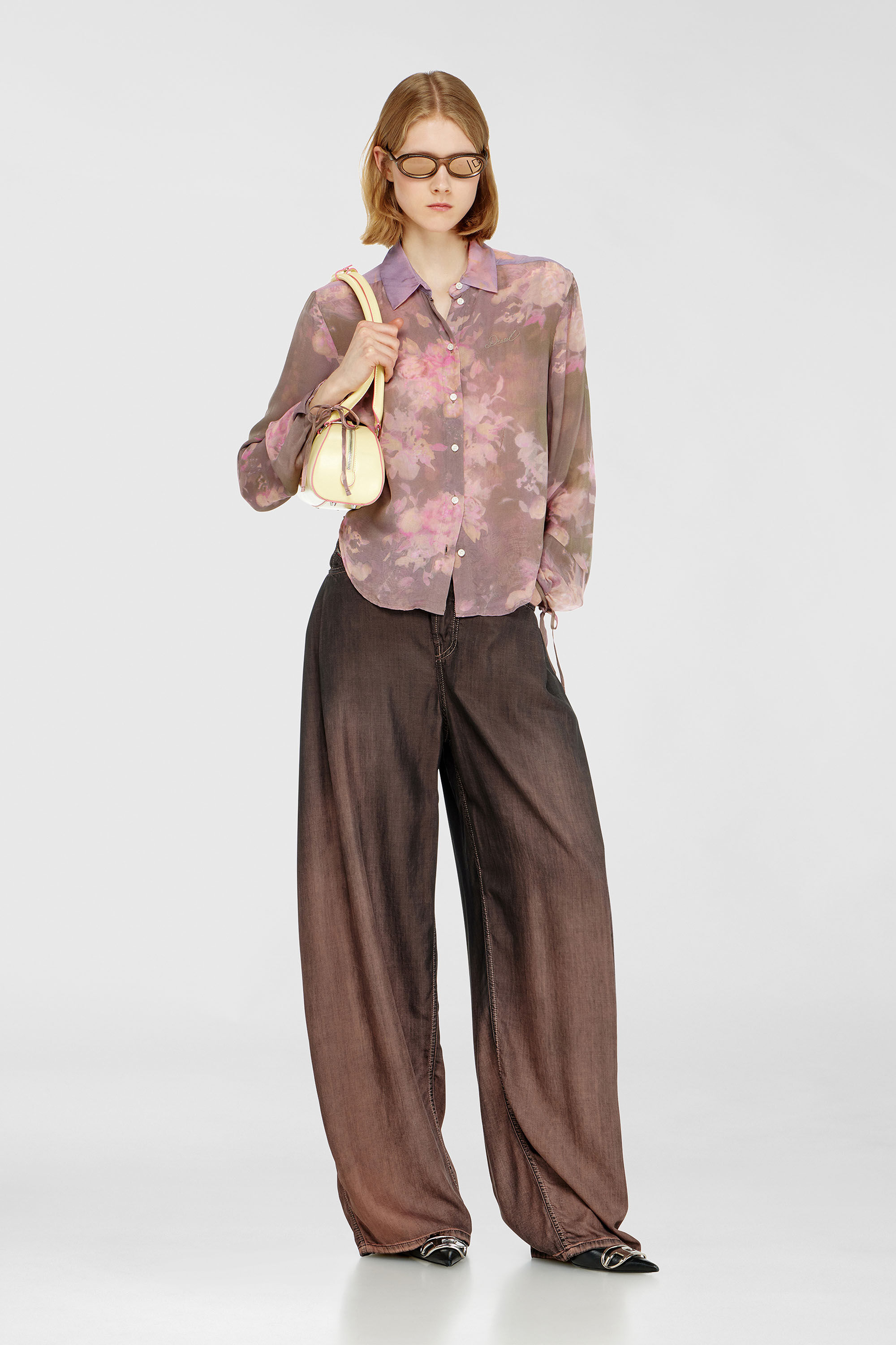 Diesel - C-LEVER, Chemisier en chiffon &agrave; imprim&eacute; floral all-over Femme in Polychrome - 1