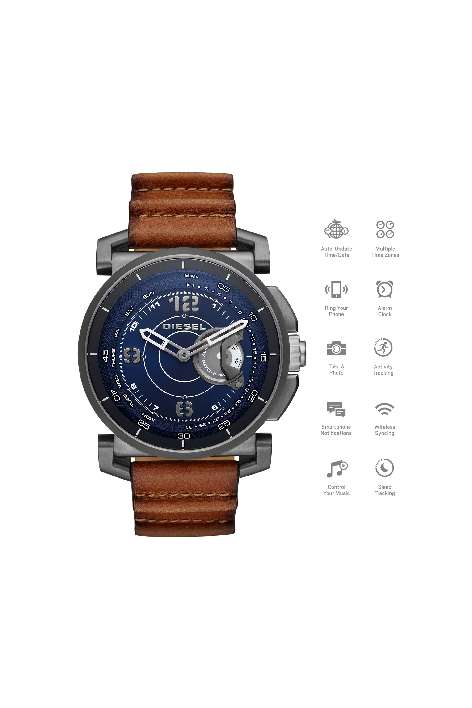 DT1003 Dark brown hybrid smartwatch 47 mm Diesel