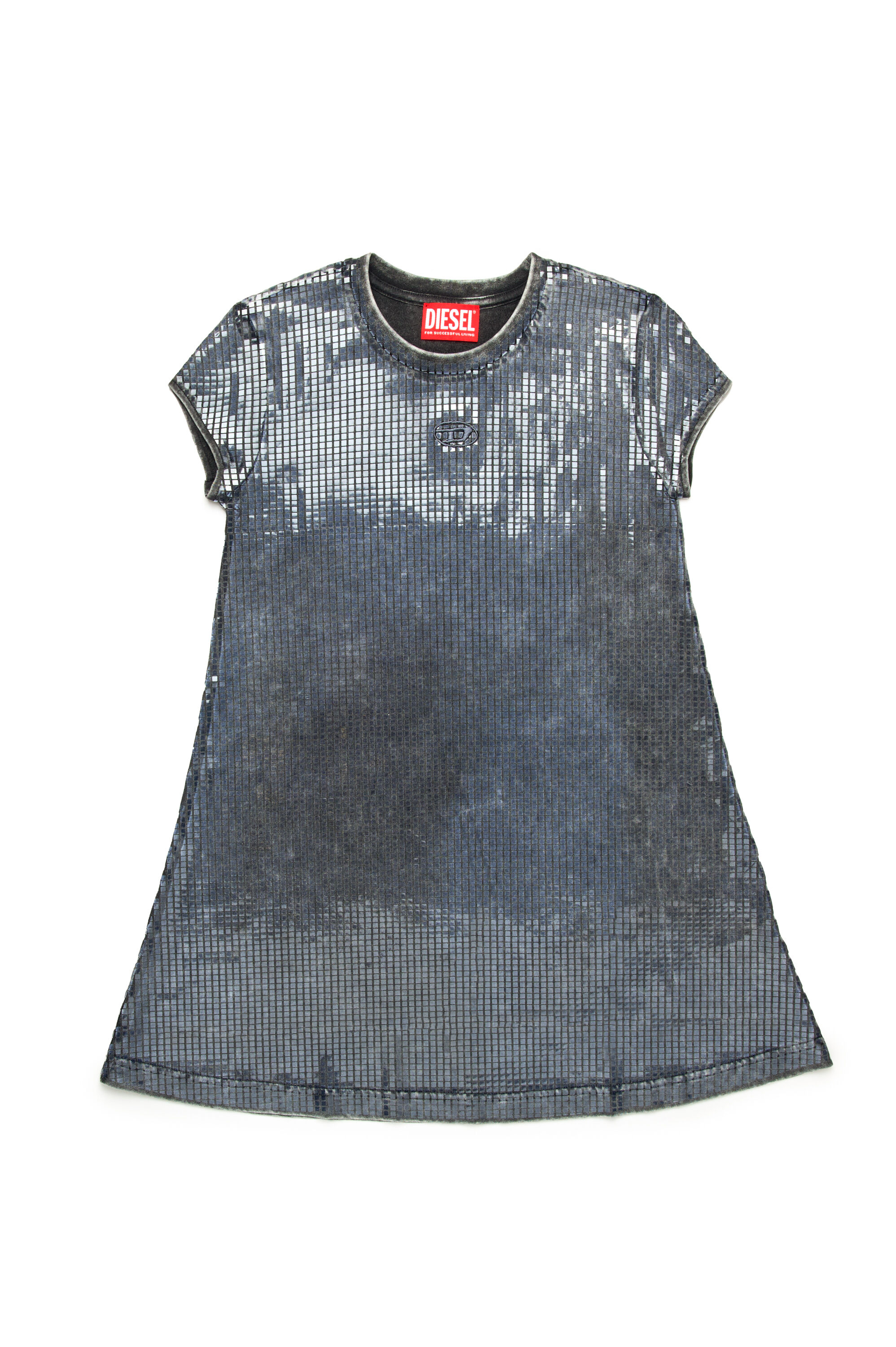 Diesel - DFEIL, Robe t-shirt avec effet pailleté Femme in Noir - 1
