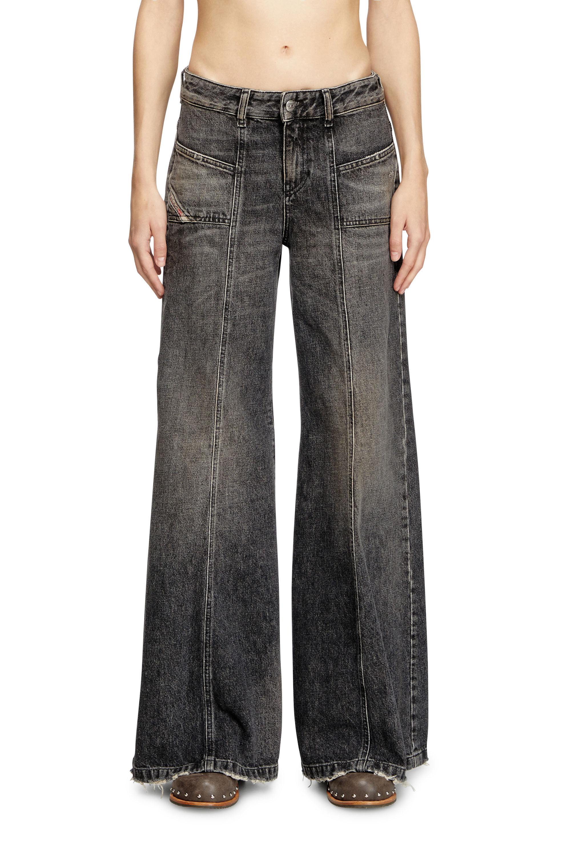 Jeans Flare Femme | Noir/Gris foncé | Diesel D-Akii