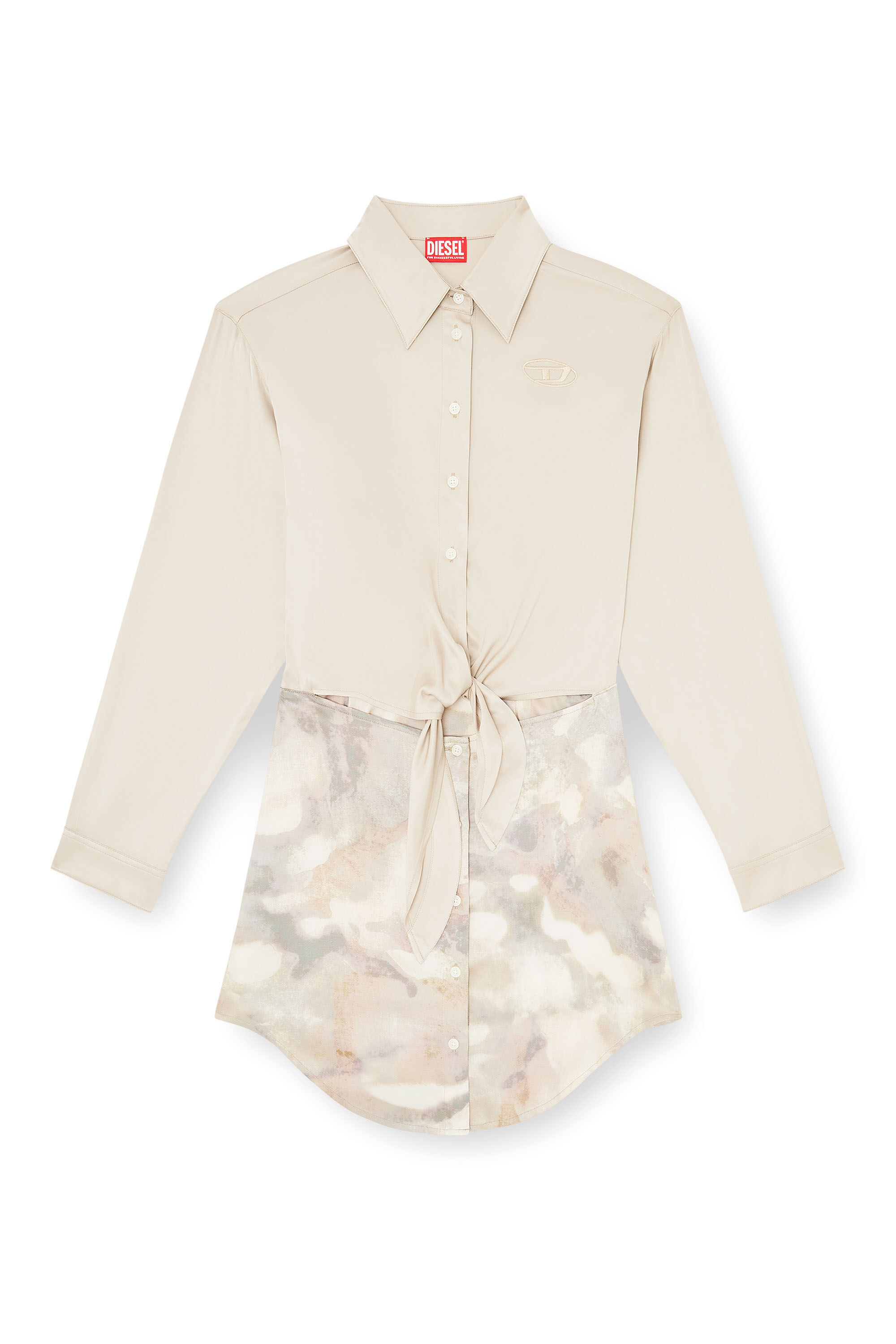 Diesel - D-ELTA-MINI, Robe courte en satin avec haut nou&eacute; Femme in Beige - 2