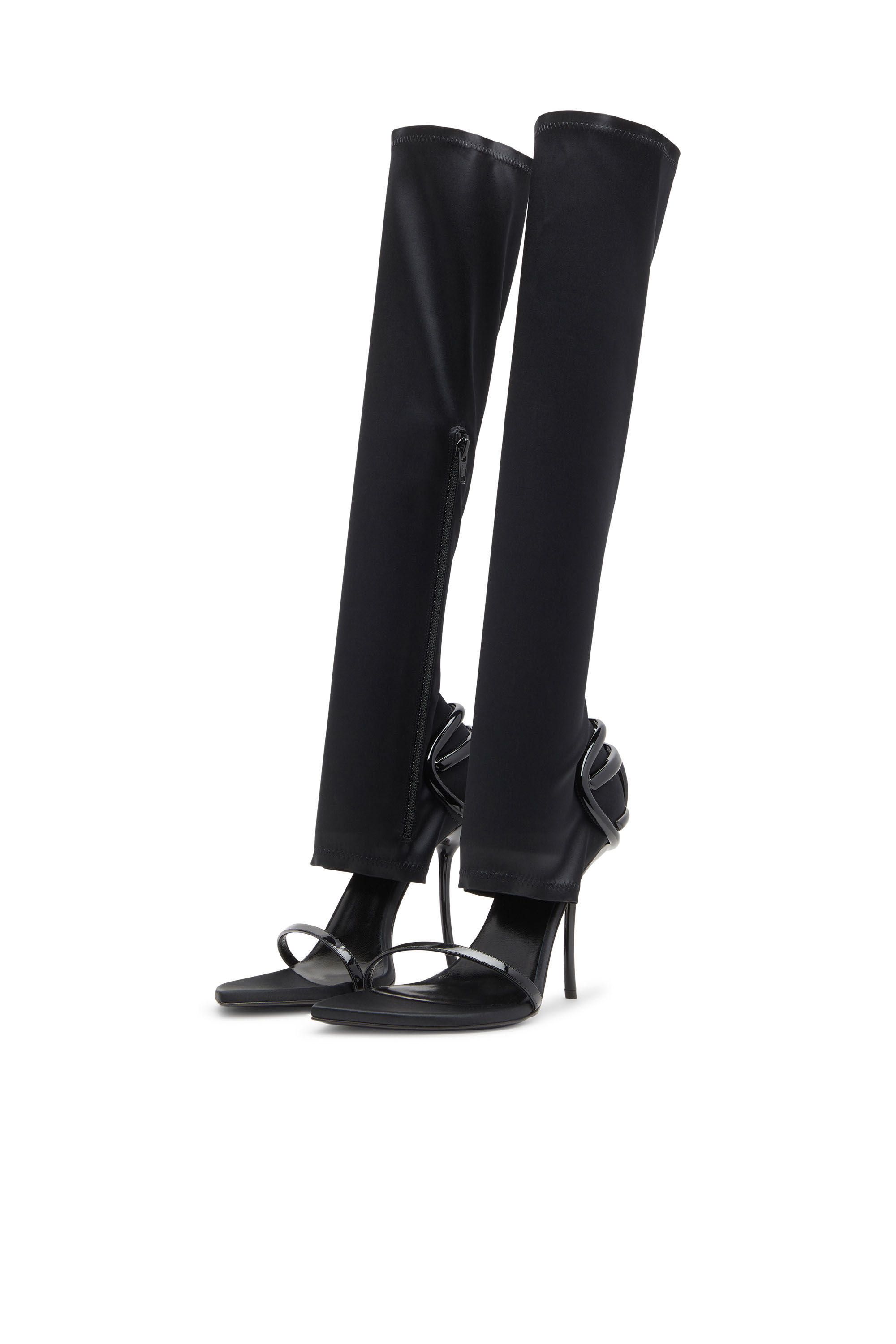 Diesel - D-TEN&HALF SDL KB, D-Ten&Half-Sandale à talon aiguille montante en satin stretch Femme in Noir - 7