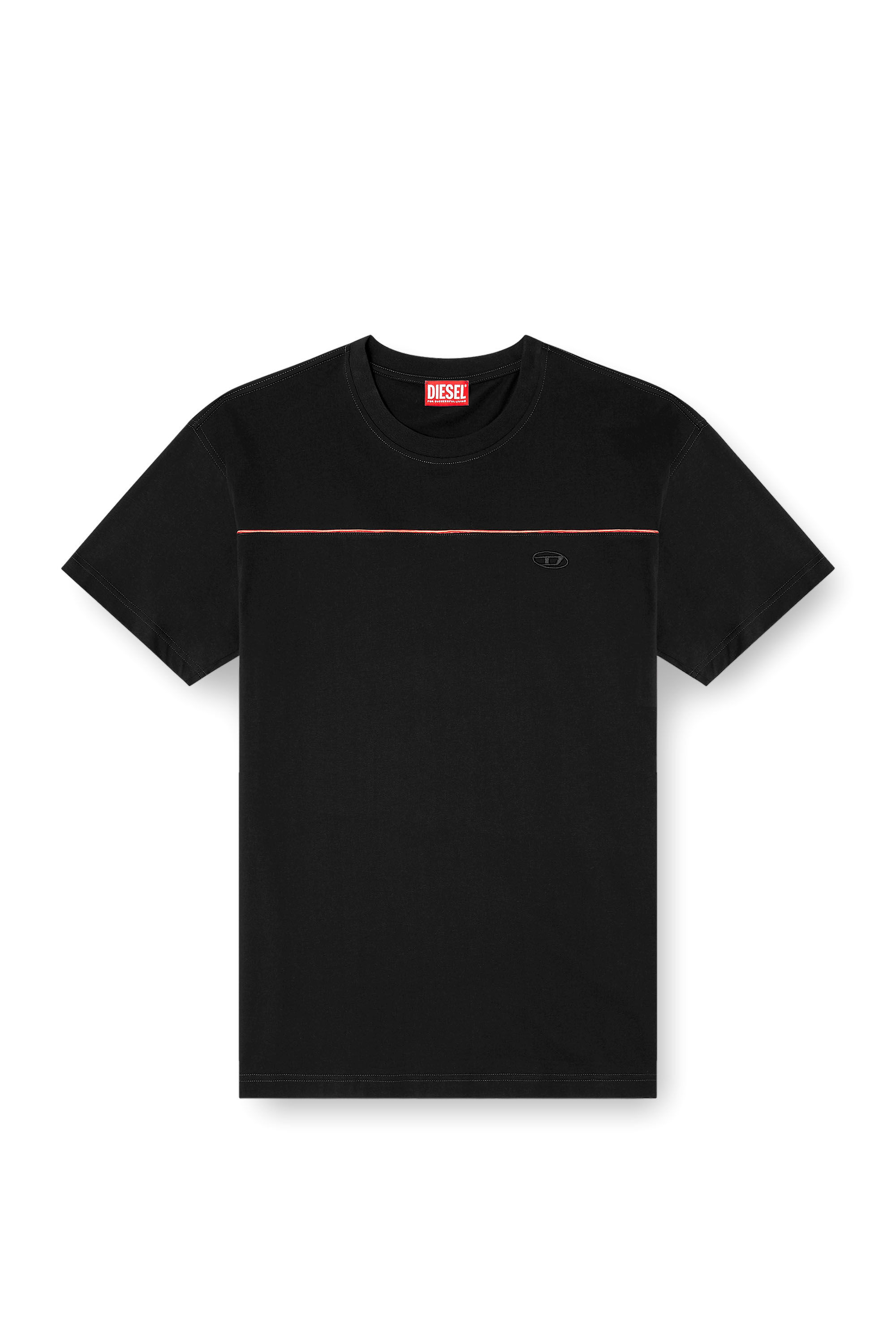 Diesel - T-NORM-PIPING, T-shirt avec passepoil contrastant Homme in Noir - 2