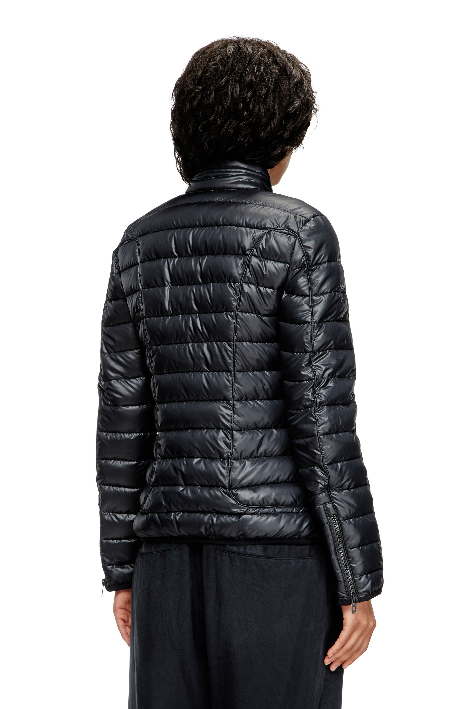 Diesel - W-PILOT-FEM, Doudoune avec détails de motard Femme in Noir - 4