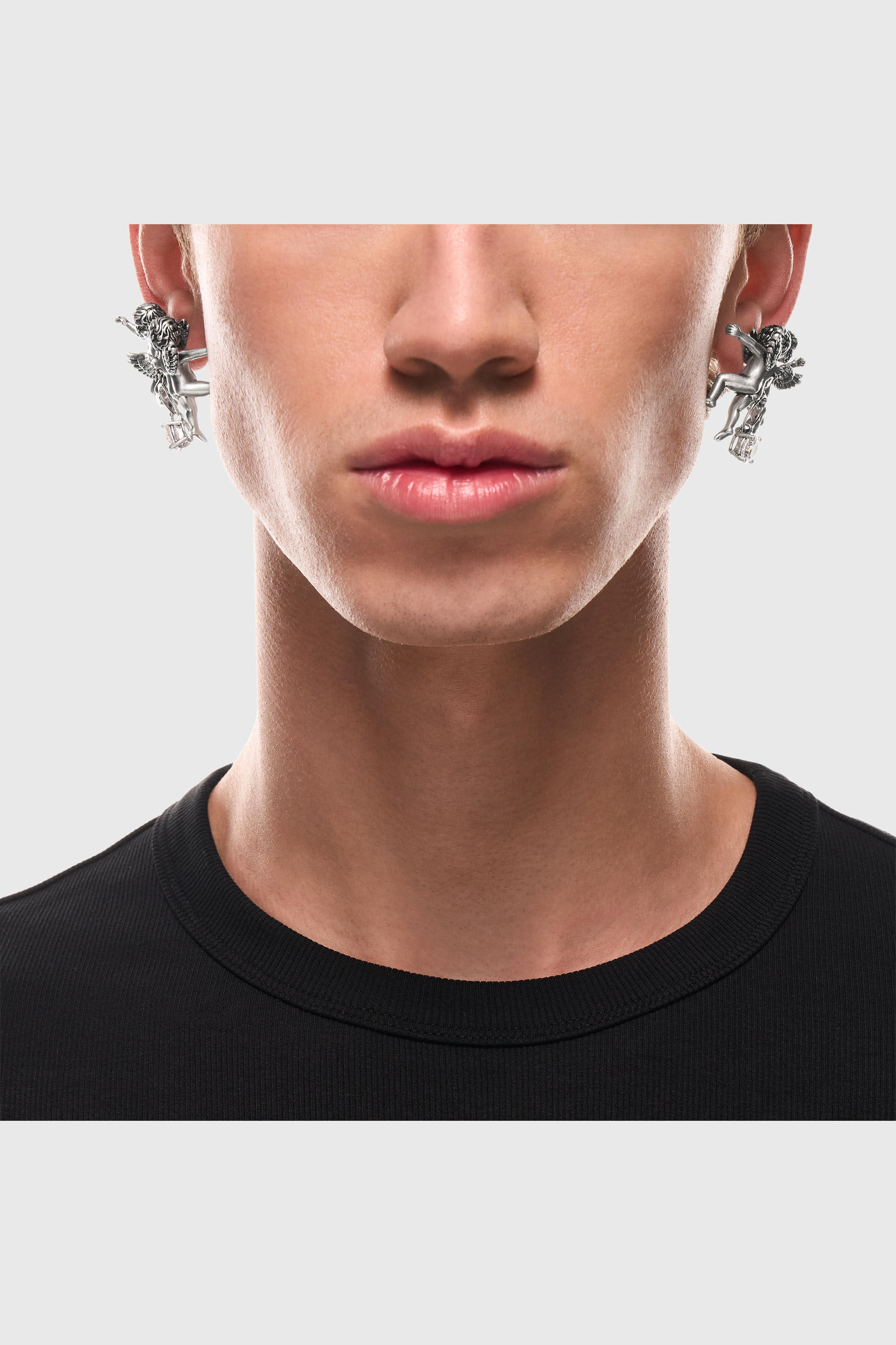 Diesel - DX1753040, Boucles d'oreilles pendantes finition argent&eacute;e avec motif ange Mixte in Gris argent&eacute; - 5