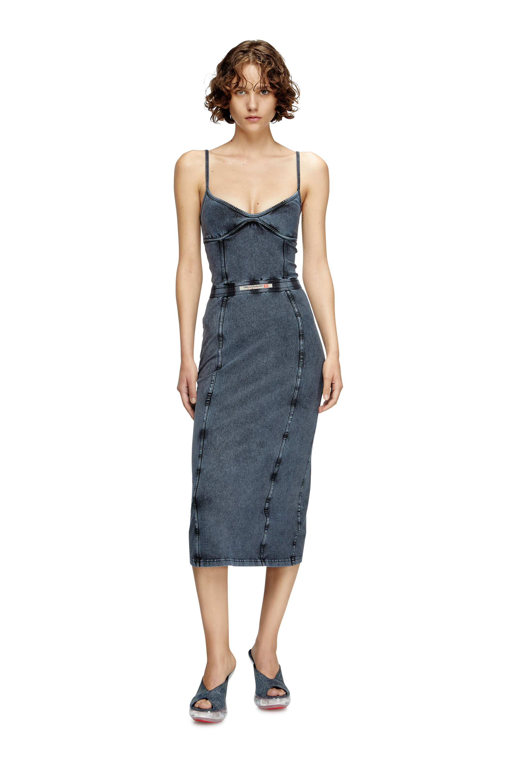 Diesel - D-ONY, Robe midi en jersey effet denim Femme in Bleu - 1