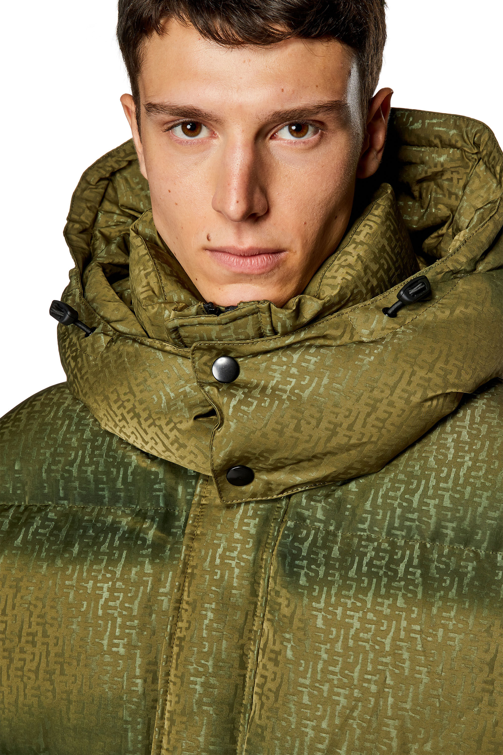 Diesel - W-ROLFYS-MON, Veste doudoune avec motif monogram Homme in Vert - 5
