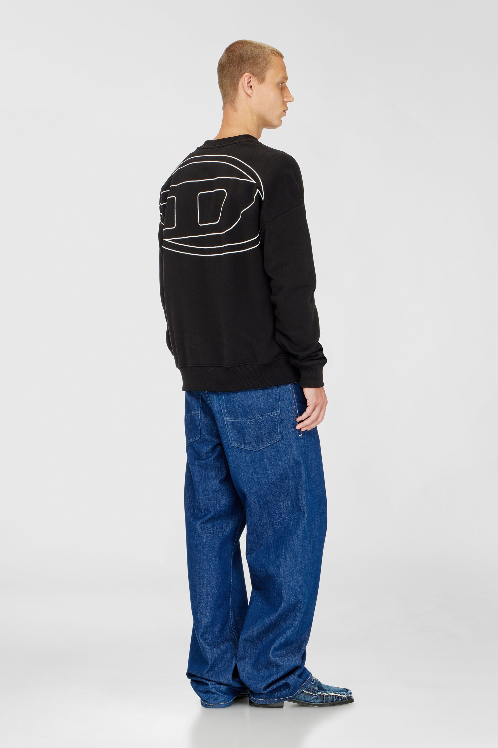 Diesel - S-ROB-MEGOVAL-D, Sweat-shirt avec logo brod&eacute; Homme in Noir - 1