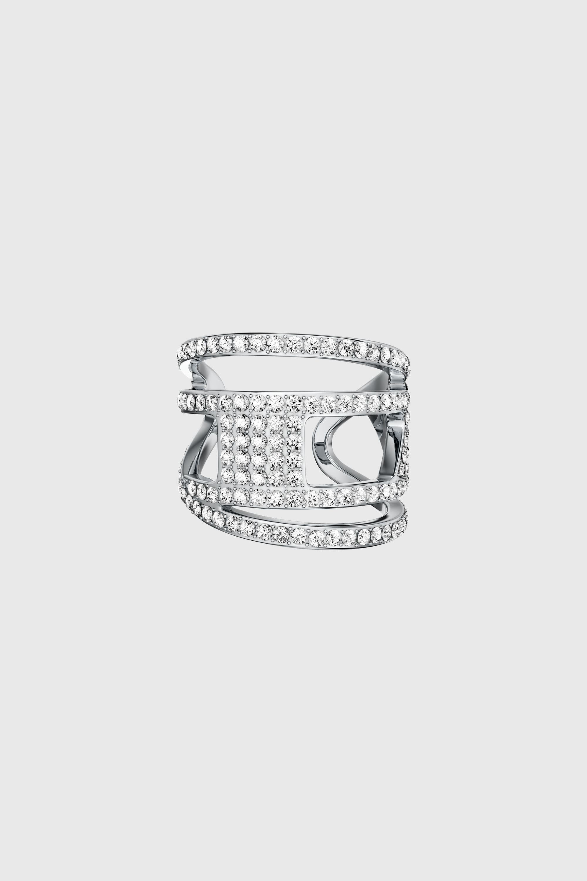 Diesel - DX1705040 JEWELLERY, Unisex's Stainless steel glitz D band ring in Silver - 4