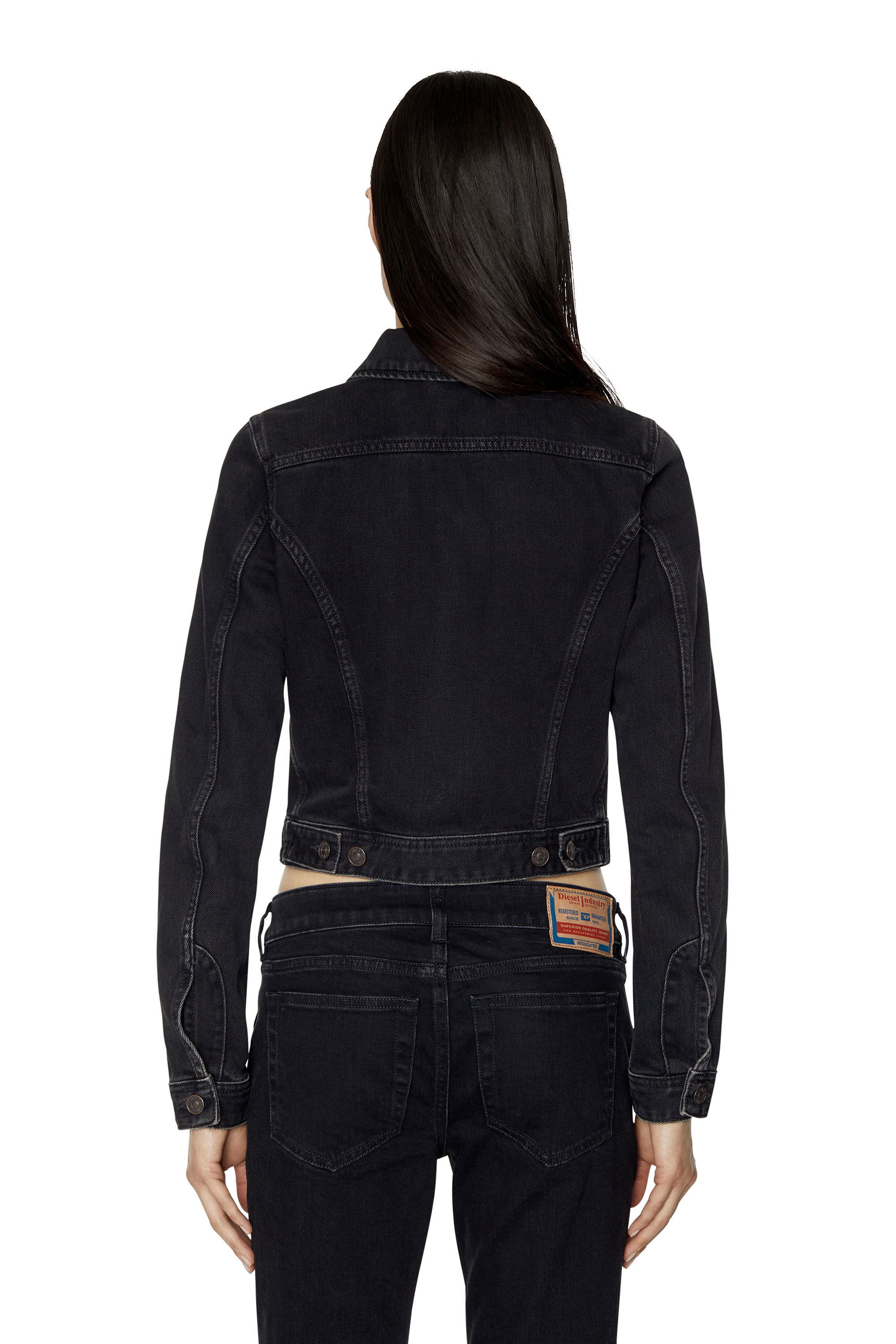 Diesel - DE-SLIMMY TRUCKER JACKET, Noir/Gris foncé - Image 4
