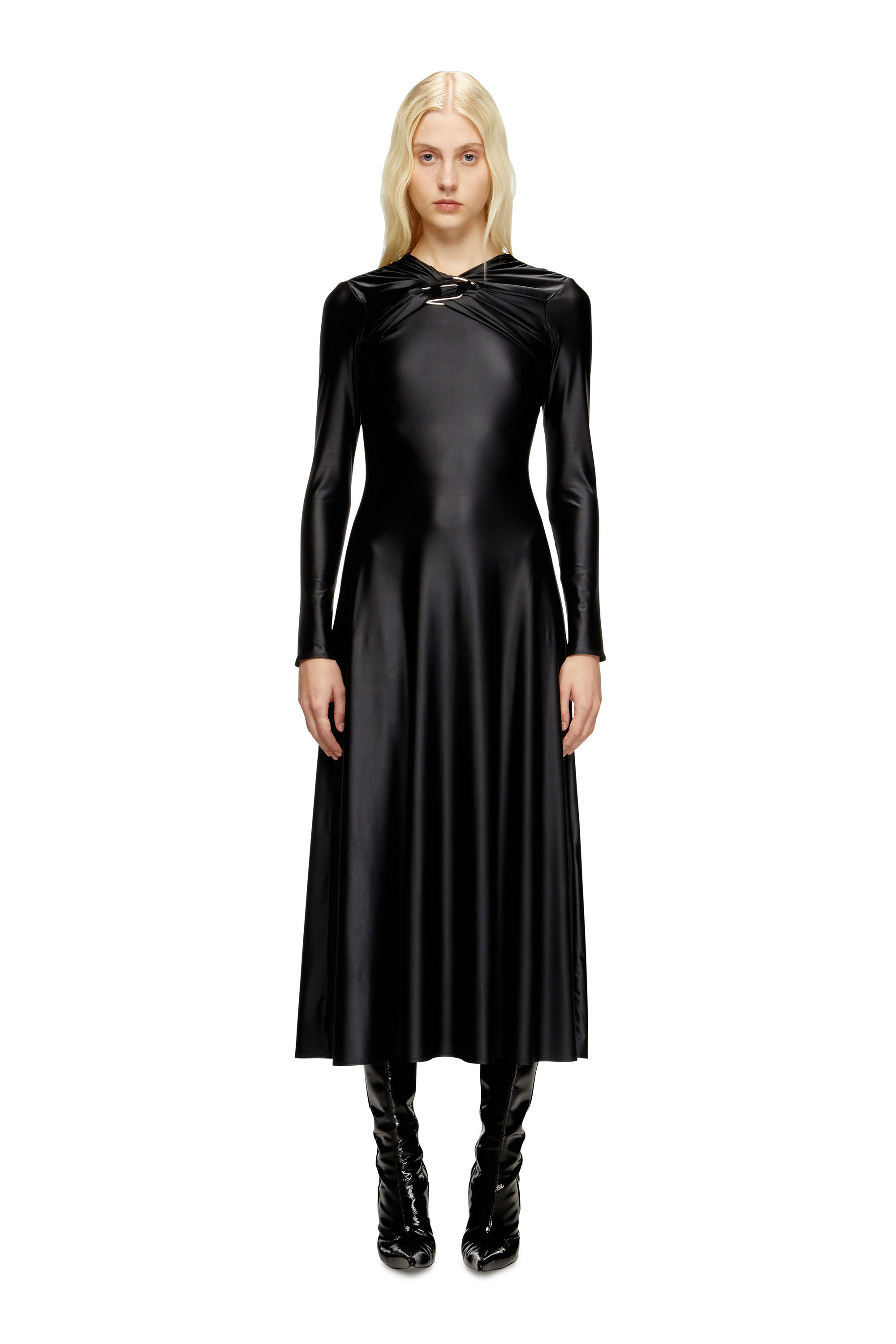 Diesel - D-IAMO, Robe en nylon drapé Femme in Noir - 3