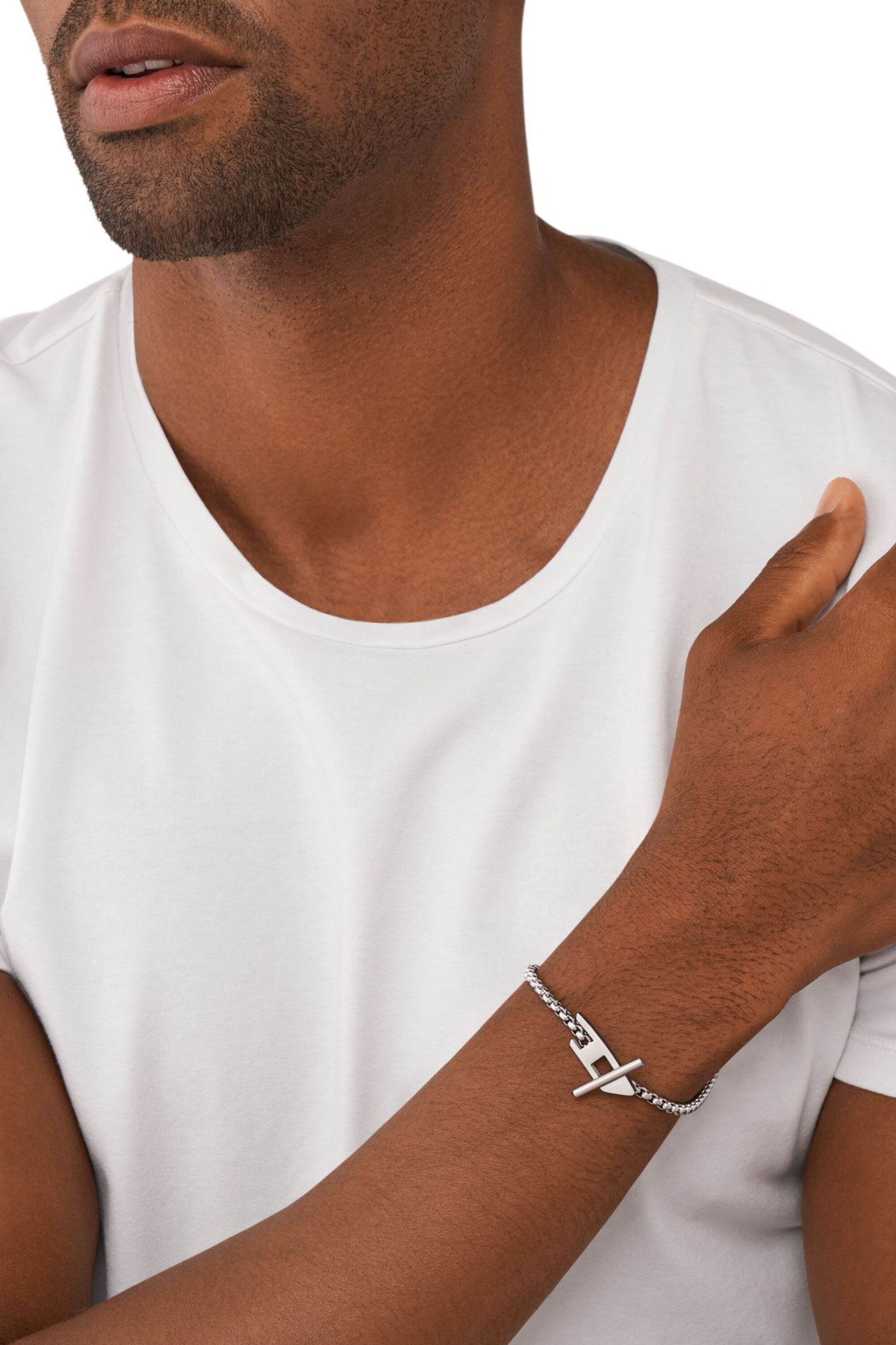 Diesel - DX1476, Bracelet chaîne en acier inoxydable Mixte in Gris argenté - 4