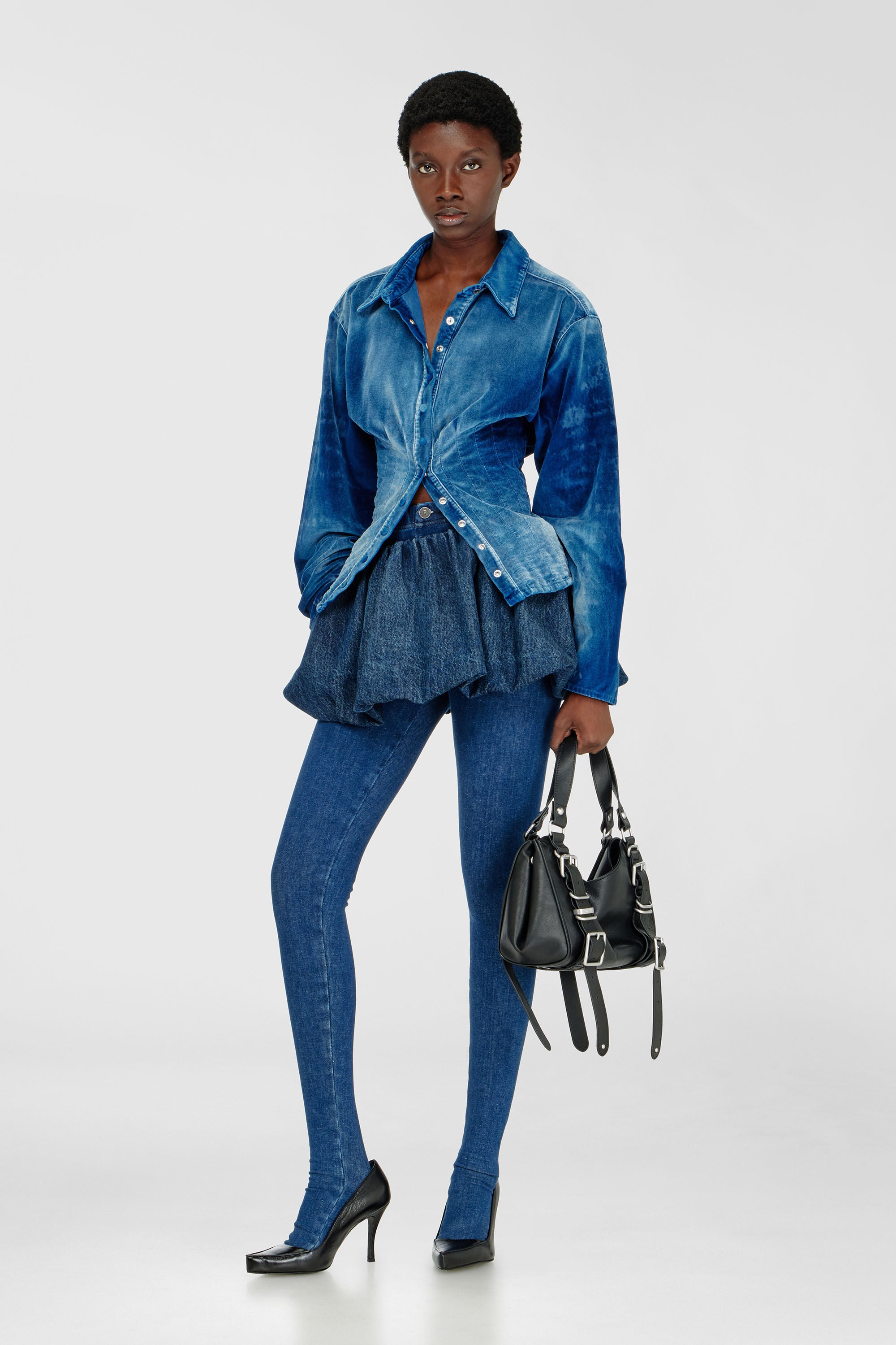 Diesel - DE-SINDI-FSJ, Chemise en denim velours Femme in Bleu - 1