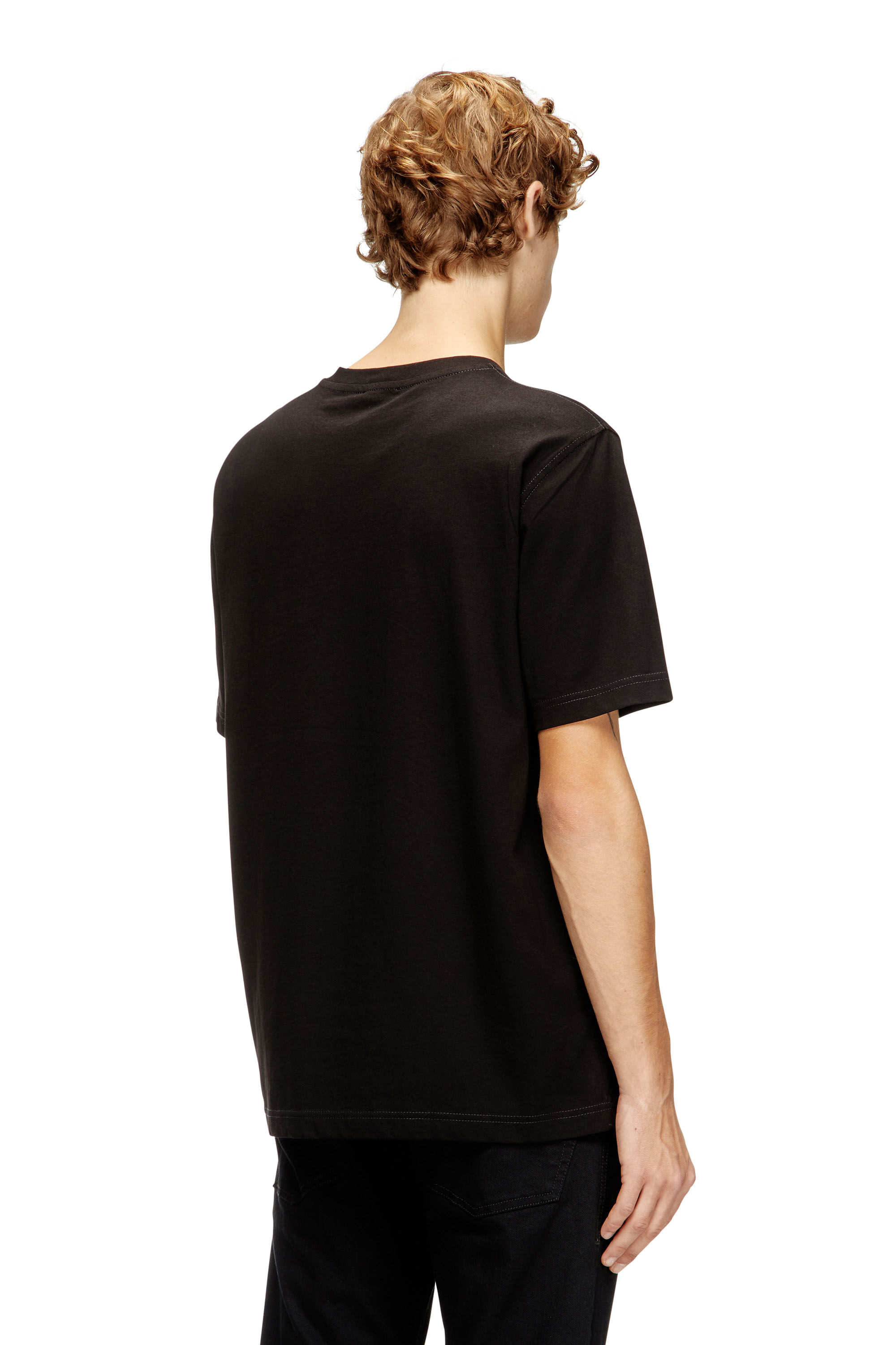 Diesel - T-ADJUST-V2, T-shirt en coton léger avec logo délavé Homme in Noir - 4