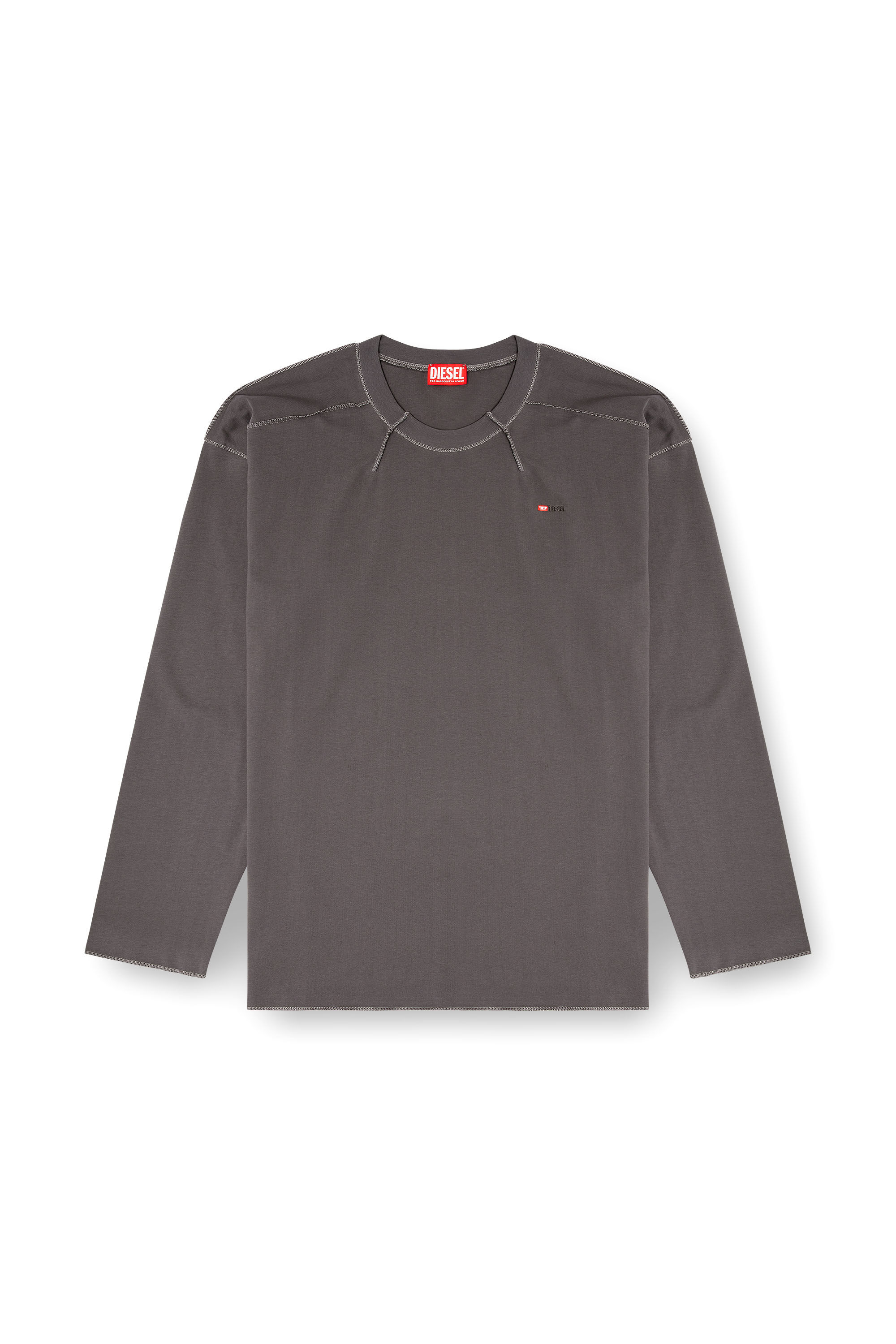 Diesel - T-CRAHOR-BOXT-LS-T1, T-shirt en coton Homme in Gris - 2