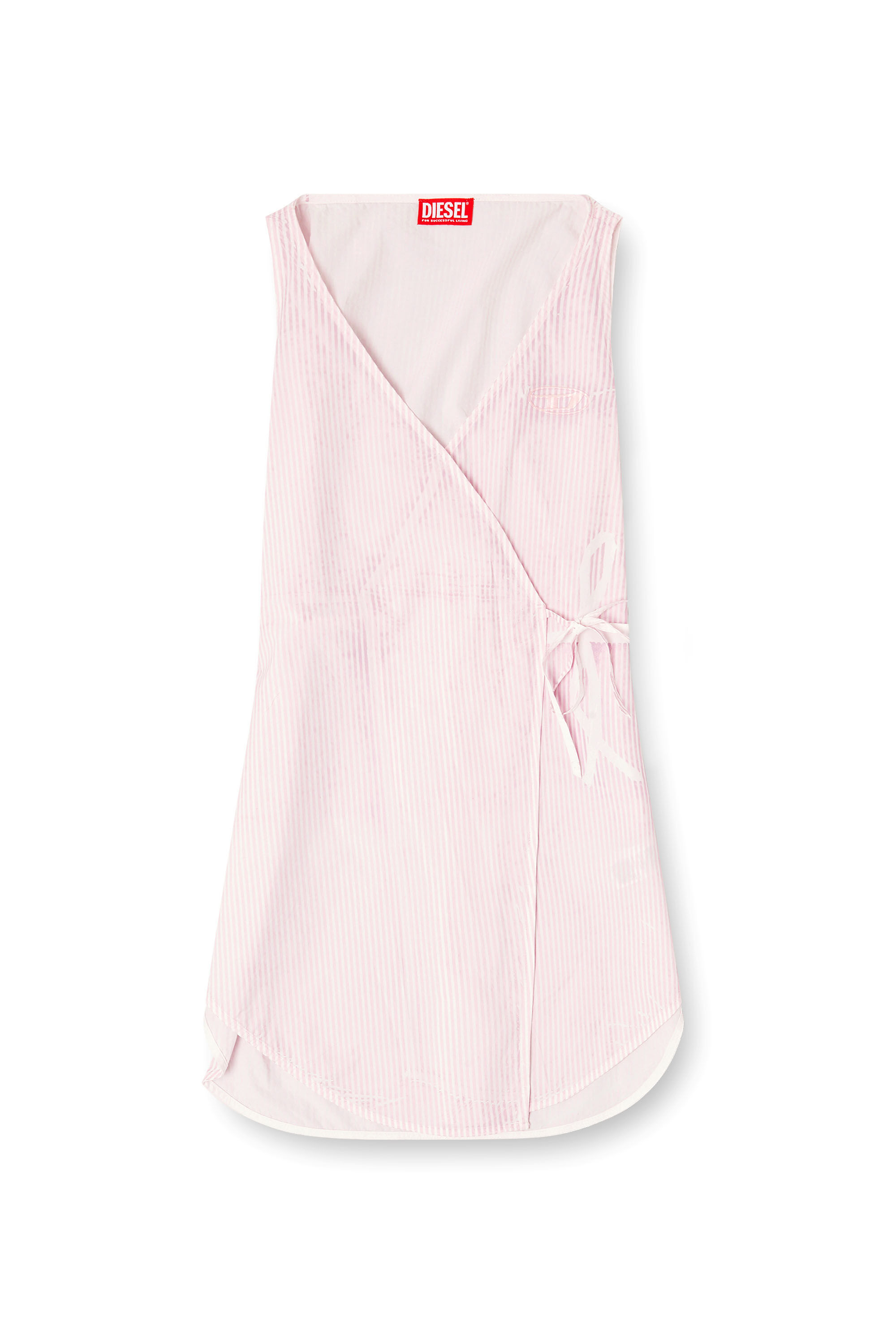 Diesel - D-ELPHOS-SL, Robe courte en popeline &agrave; fines rayures Femme in Rose - 2