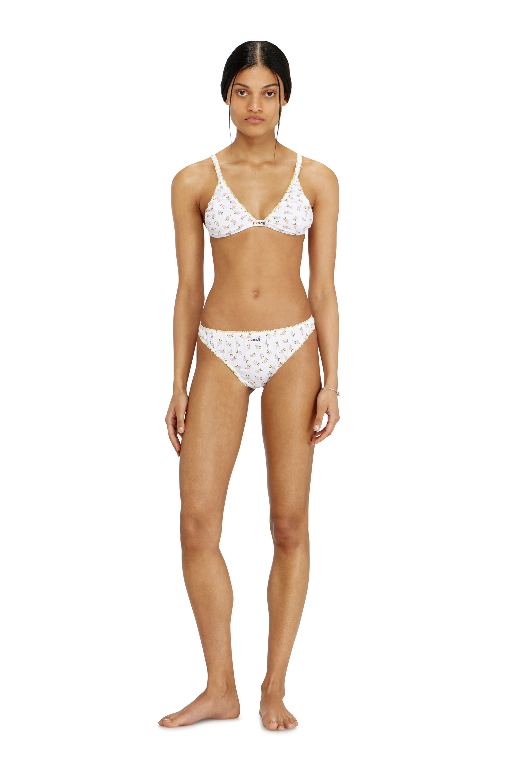 Diesel - JANA-D-CORE, Soutien-gorge triangle en coton &agrave; imprim&eacute; floral all-over Femme in Blanc - 1