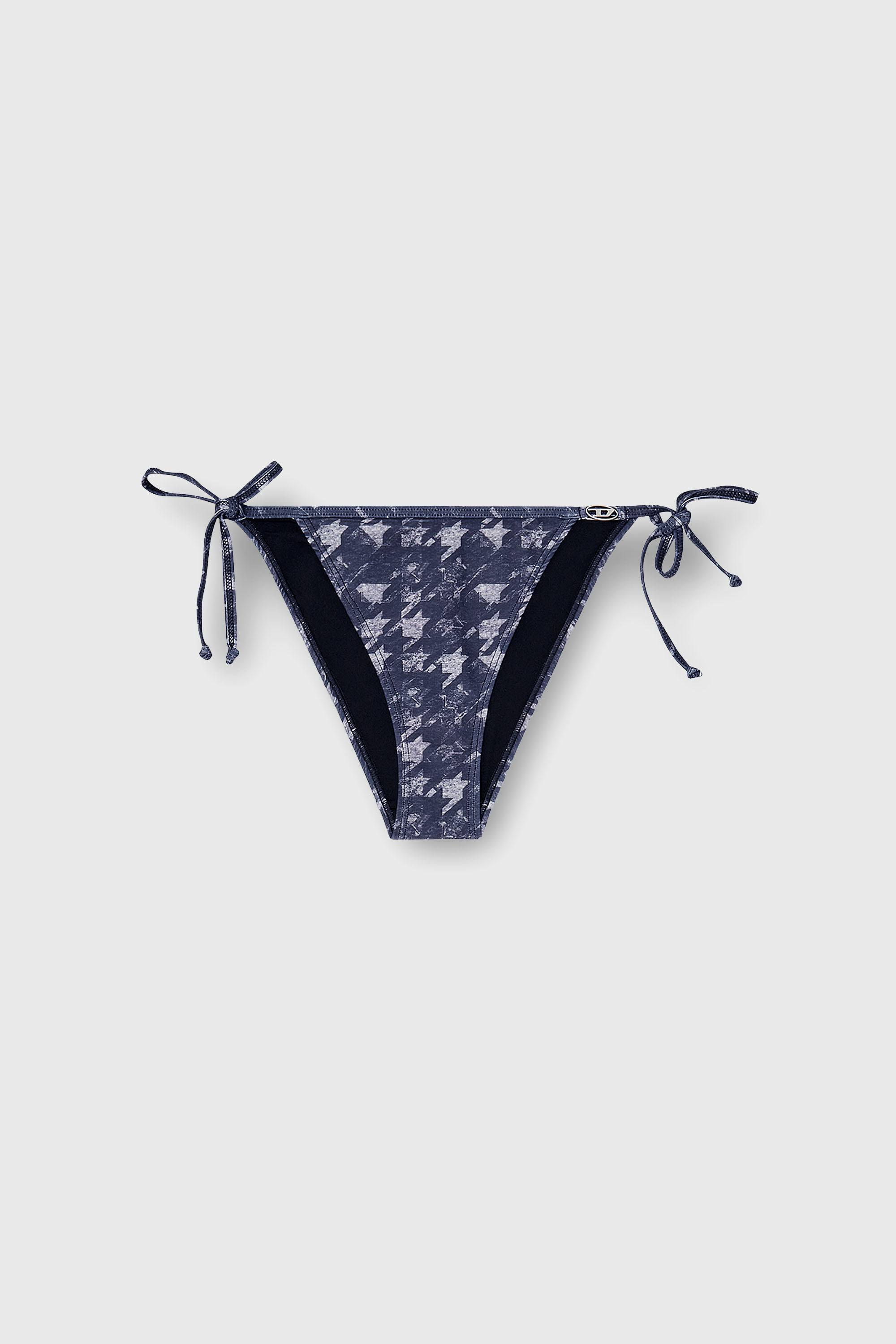 Diesel - BRIGITTES-DNM, Culotte de bikini &agrave; motif pied-de-poule avec liens lat&eacute;raux Femme in Bleu - 4