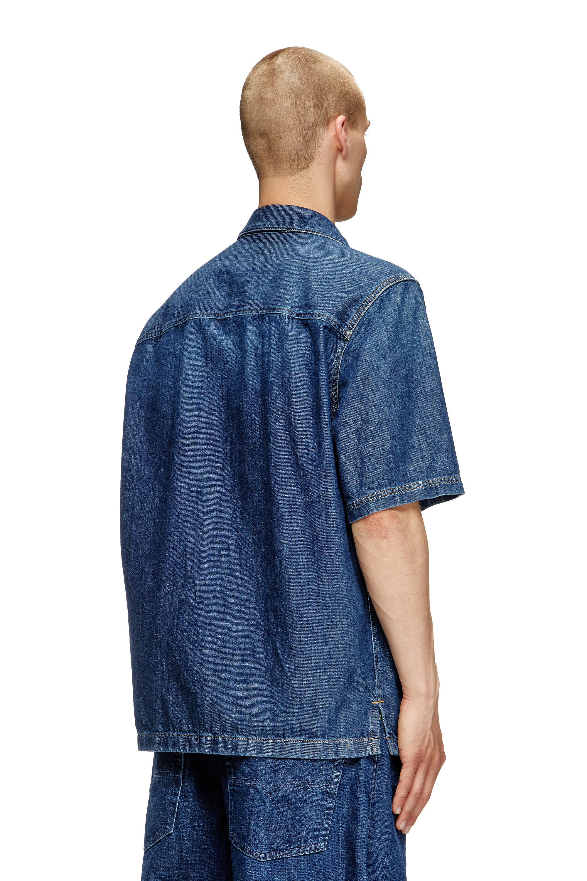 Diesel - D-PAROSHORT, Chemise bowling en denim Homme in Bleu - 4