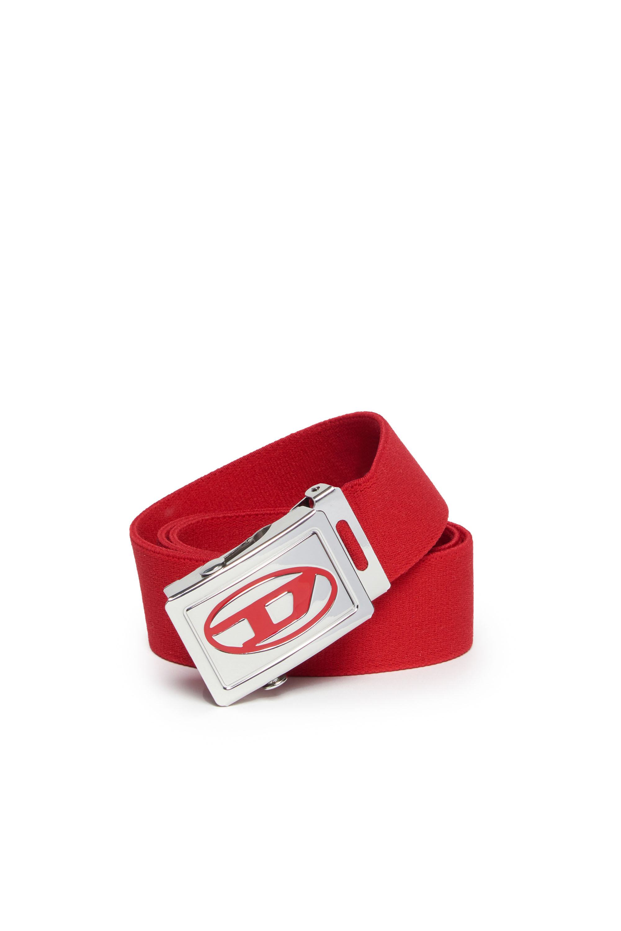 Diesel - BESAR, Ceinture ruban avec boucle et plaque Oval D Homme in Rouge - 2