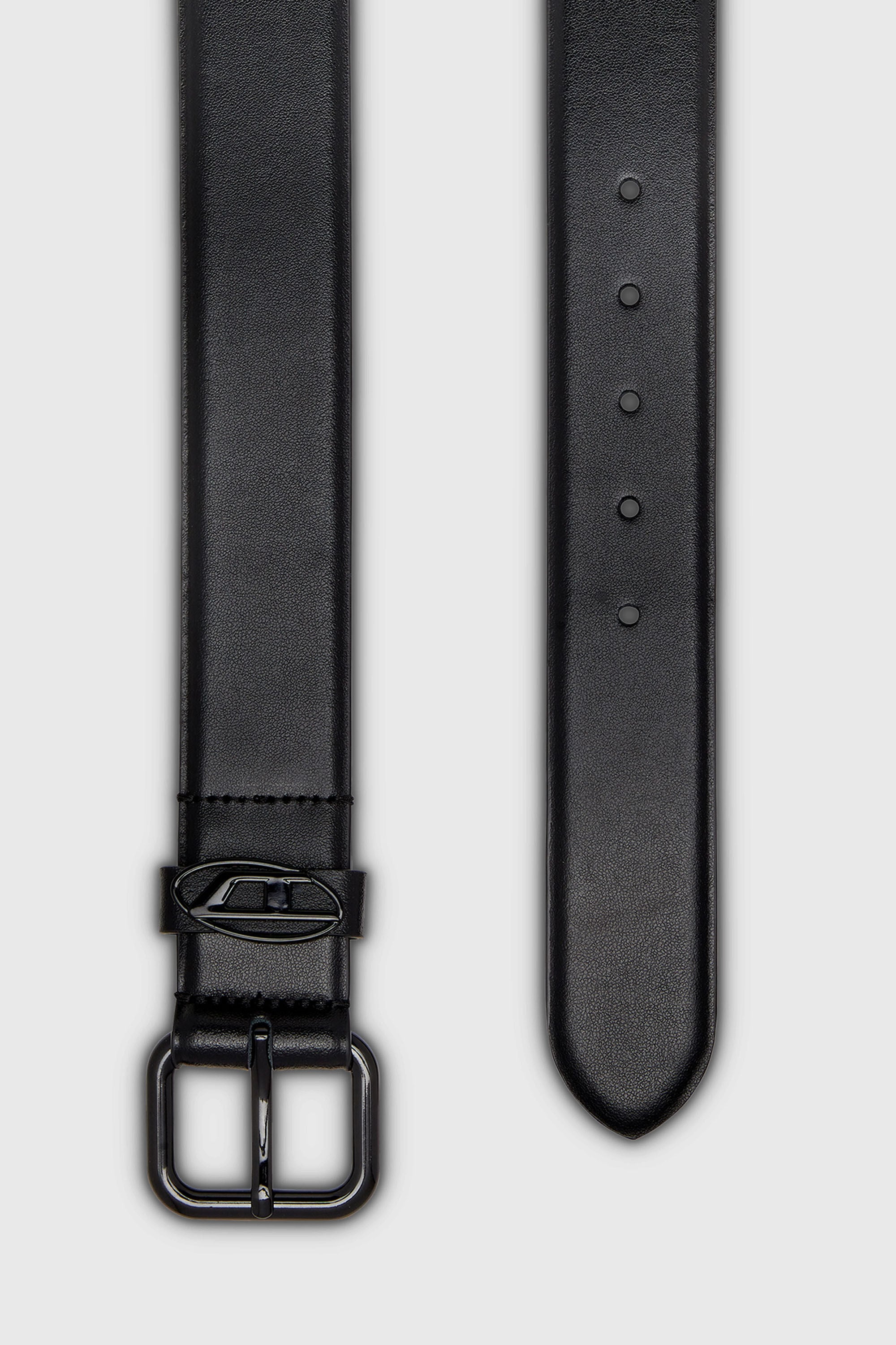 Diesel - B-1DR OVAL D LOOP, Ceinture 3.9 cm en cuir avec plaque &agrave; logo Mixte in Noir - 2