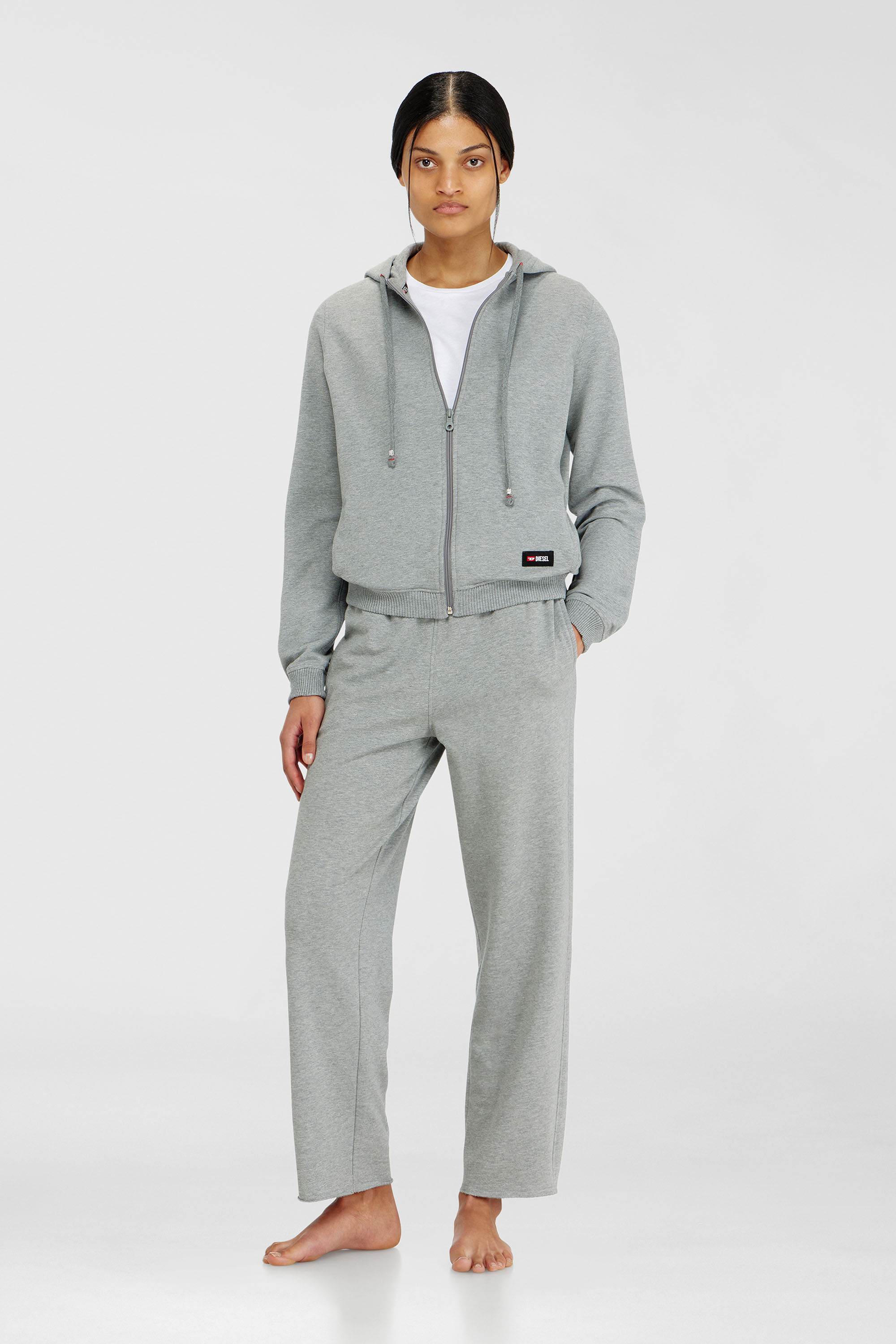 Diesel - HARRIET-D-CORE, Sweat &agrave; capuche en m&eacute;lange de coton gratt&eacute; Femme in Gris - 1