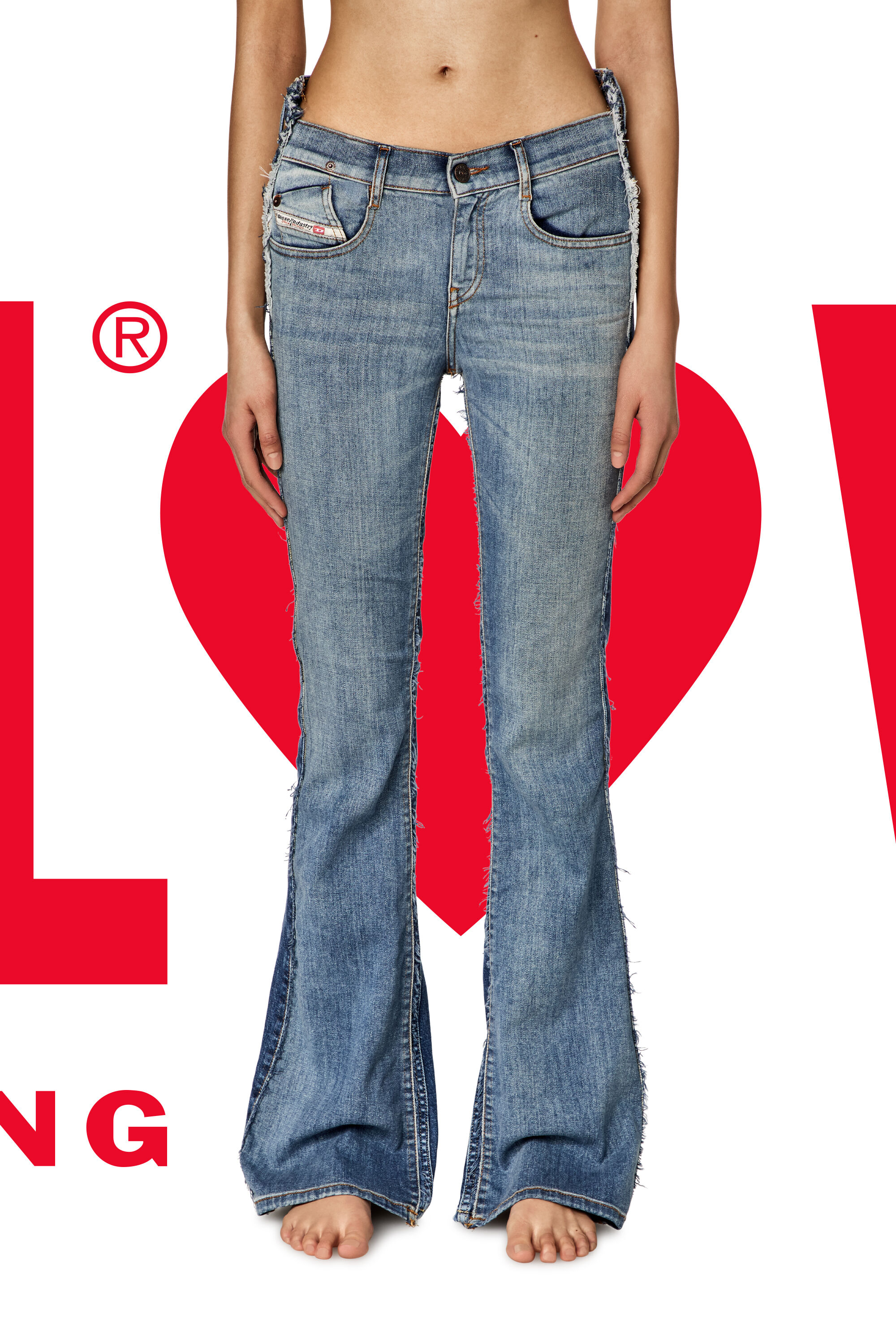 Diesel - Bootcut Jeans Dieseloves 01 09K46 Femme, Bleu moyen - Image 3