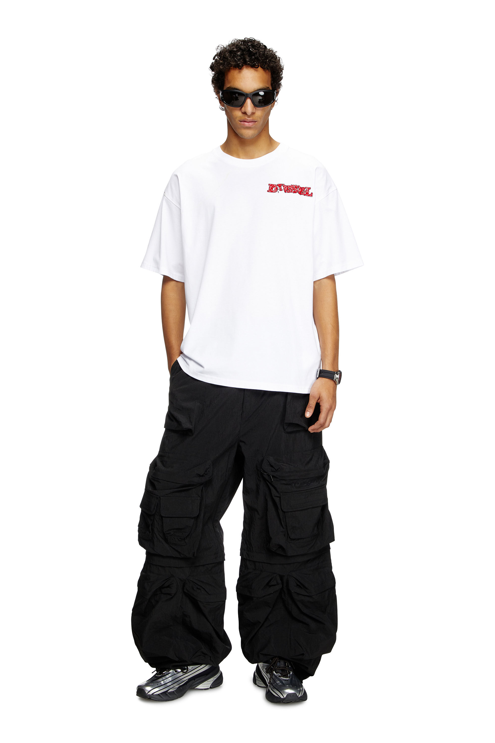 Diesel - T-BOXT-R20, T-shirt avec logo floqué effet bouffant Homme in Blanc - 1