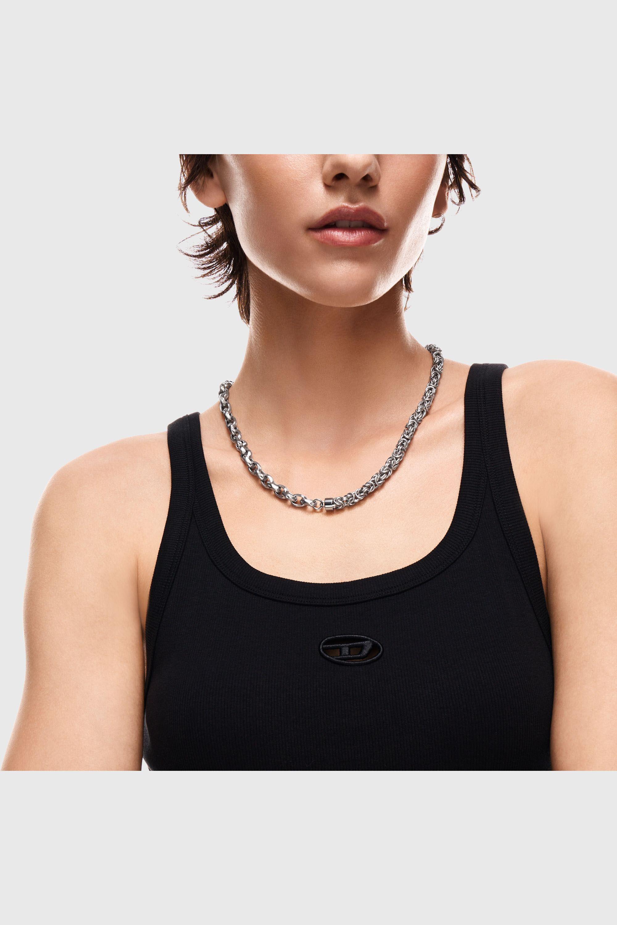 Diesel - DX1694040 JEWELLERY, Cha&icirc;ne multi-usage en acier inoxydable Mixte in Gris argent&eacute; - 3