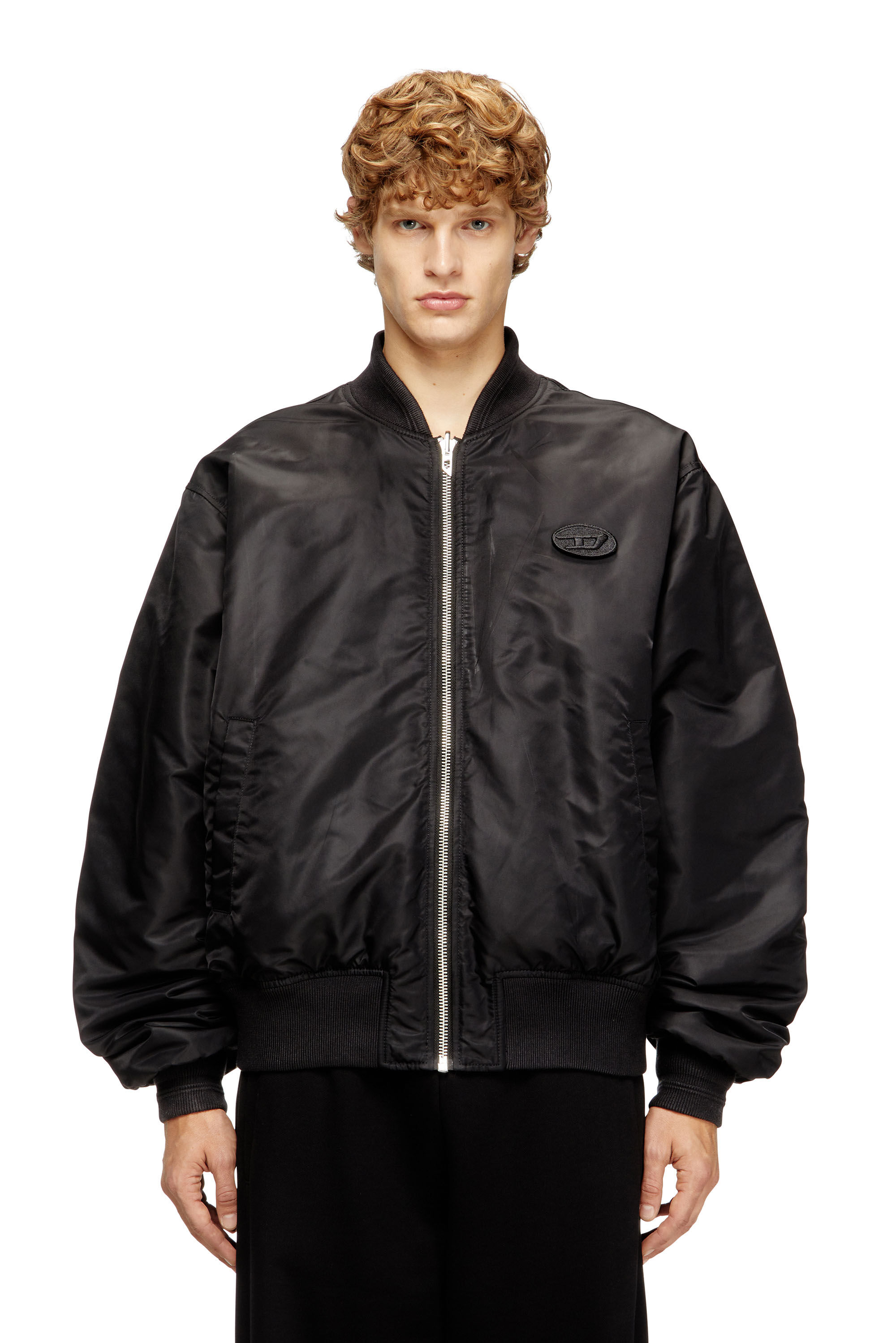 Diesel - W-TYPE-D1, Man's Padded bomber jacket with Oval D embroidery in Black - 3