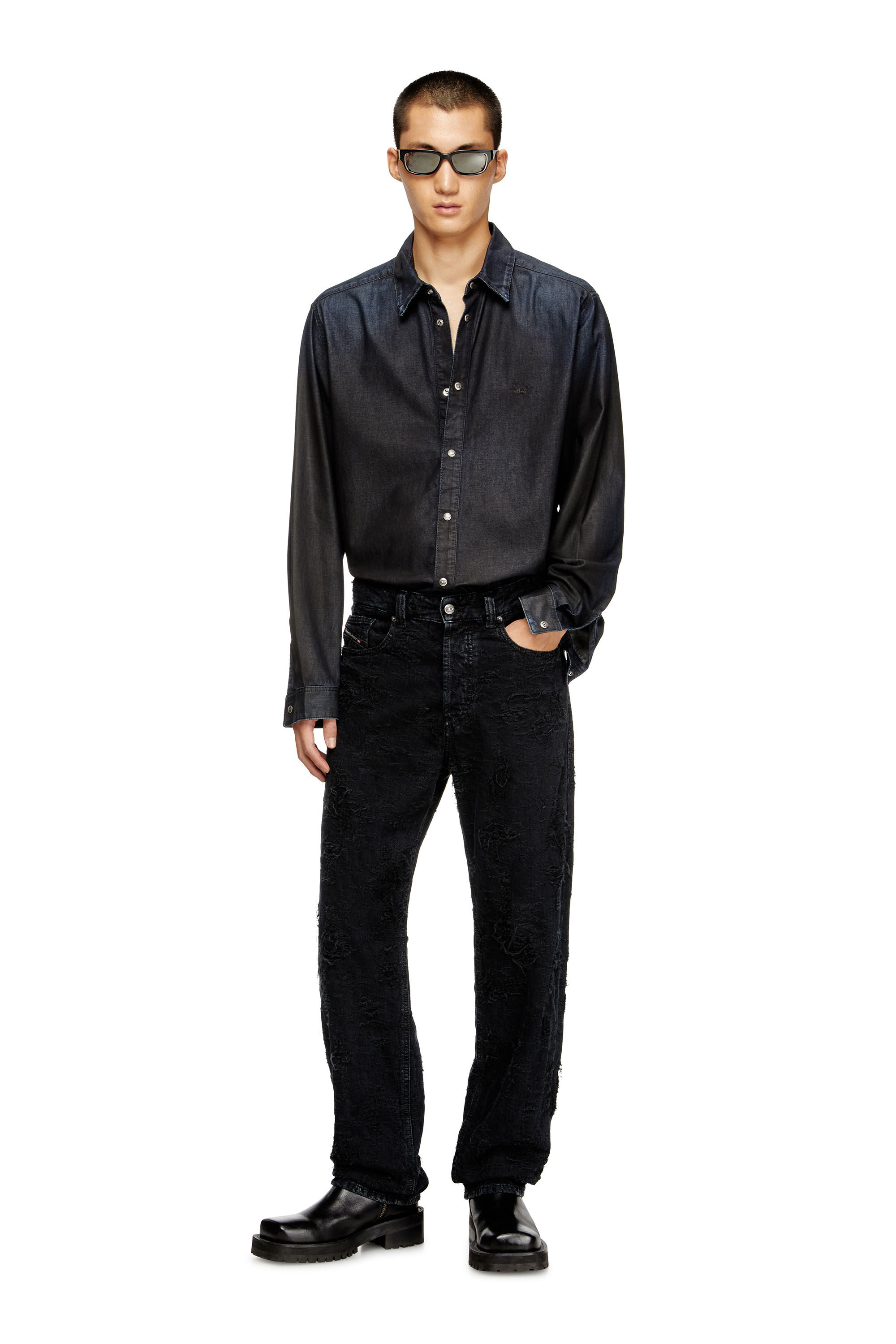 Diesel - Regular Jeans 2024 D-Macs 007BW Homme, Noir/Gris foncé - Image 4