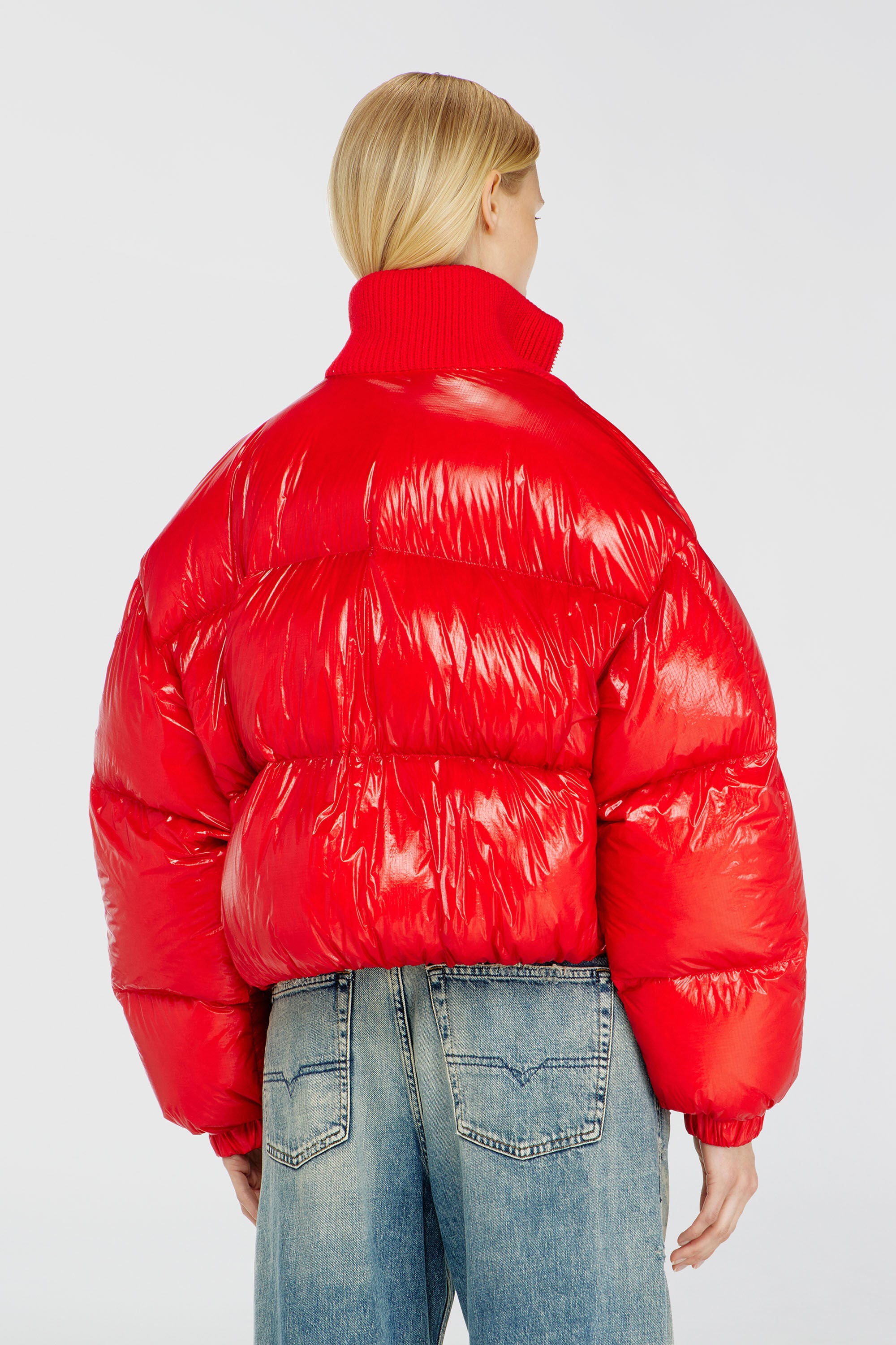 Diesel - W-ARRIOR, Doudoune en ripstop avec col en maille Femme in Rouge - 4