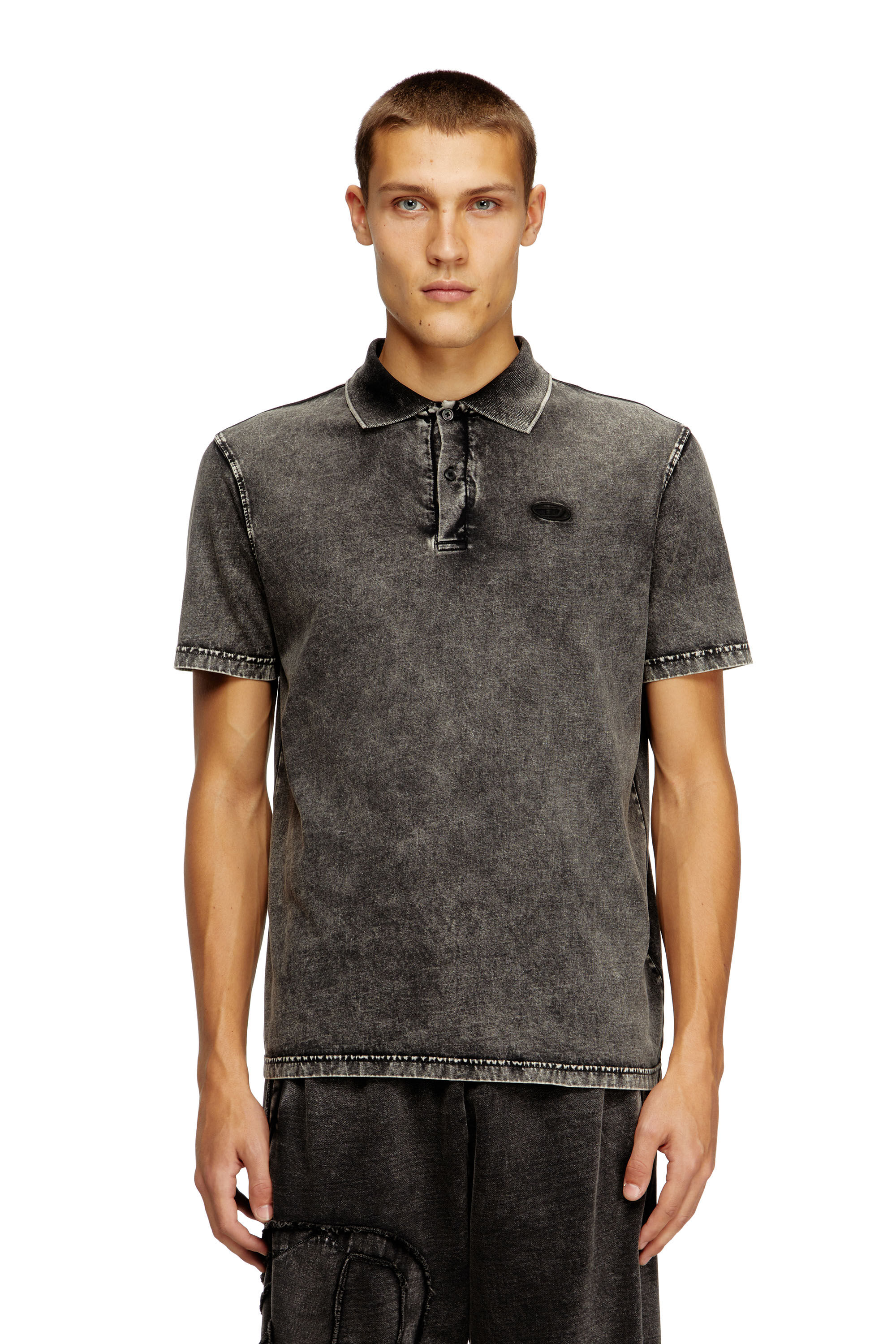 Diesel - T-REJUST-NC-DEN, Polo en jersey effet denim Homme in Gris - 3
