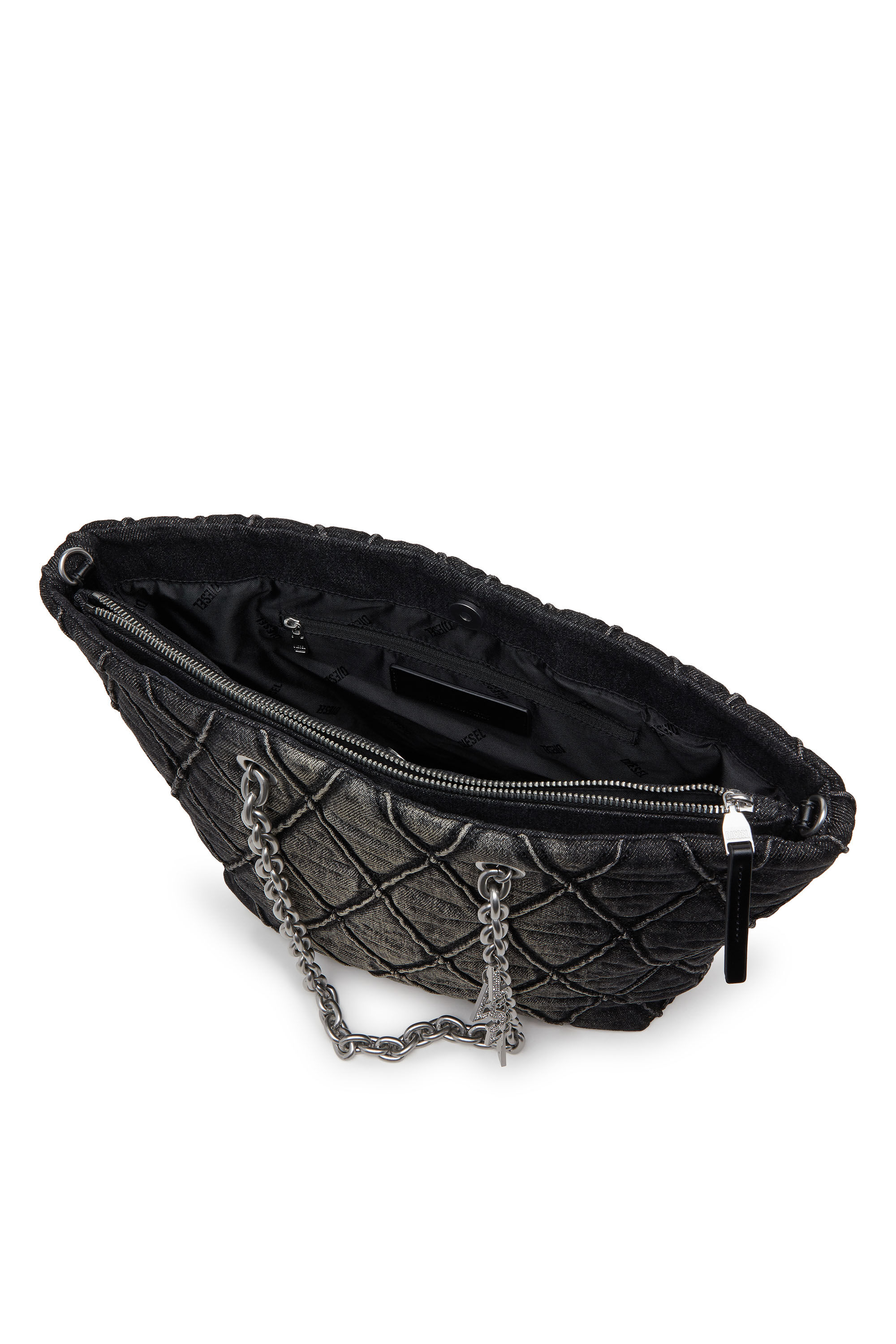 Diesel - CHARM-D SHOPPER M, Charm-D-Sac fourre-tout en denim matelassé Femme in Noir - 3