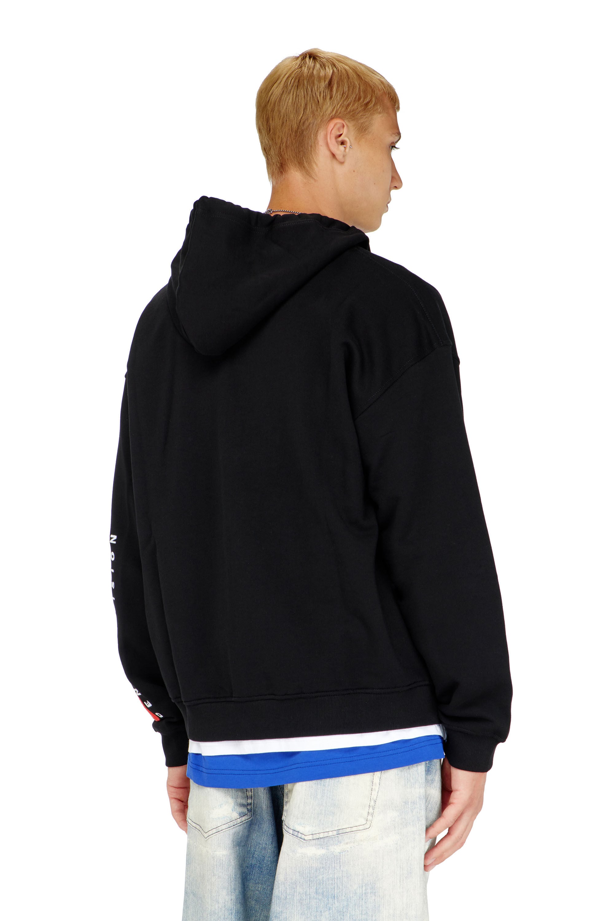 Diesel - S-BOXT-ZIP-HOOD-DIV, Sweat &agrave; capuche avec logo brod&eacute; Homme in Noir - 4