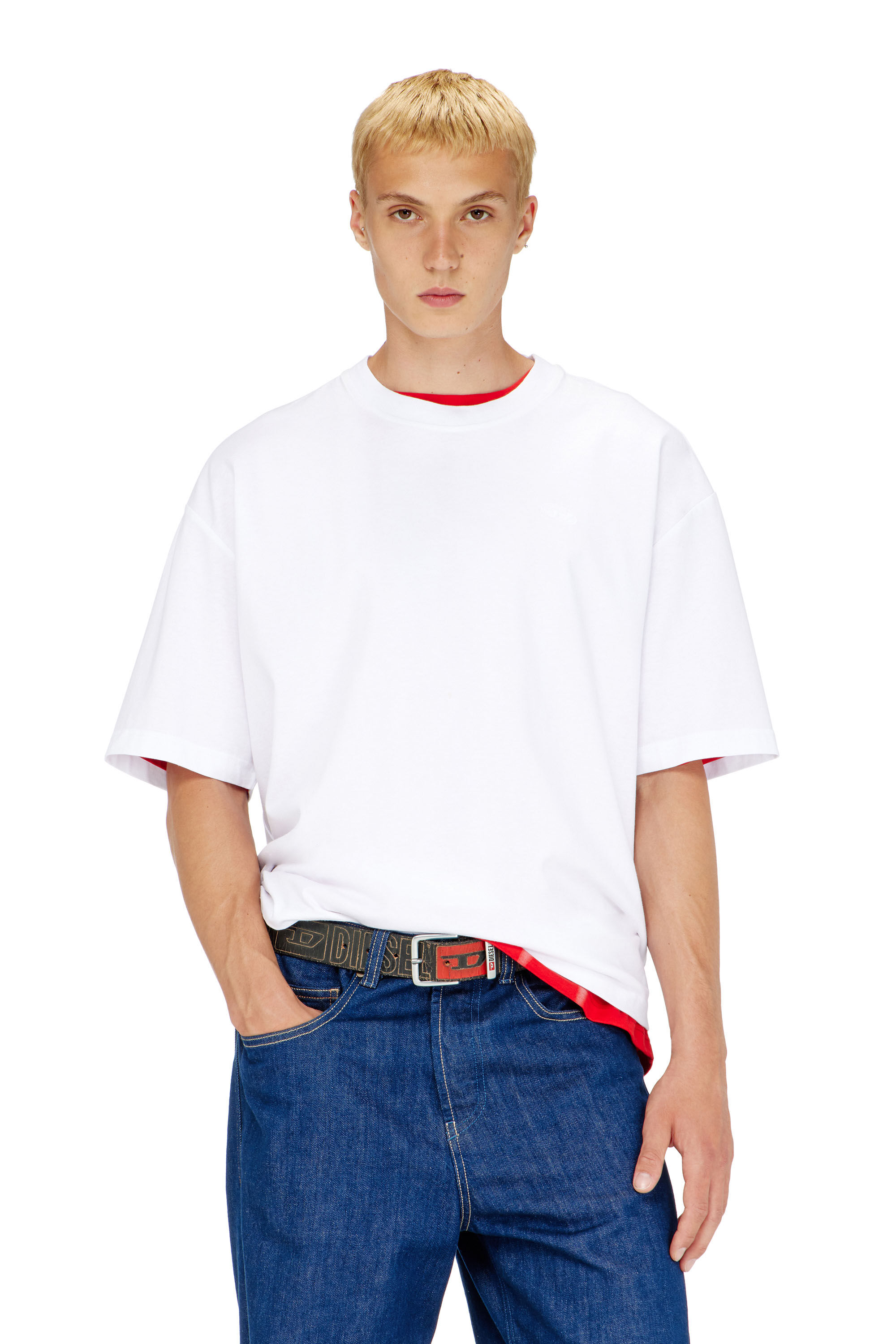 Diesel - T-BOGGY-MEGOVAL-D, T-shirt avec maxi oval D brod&eacute; Homme in Blanc - 3