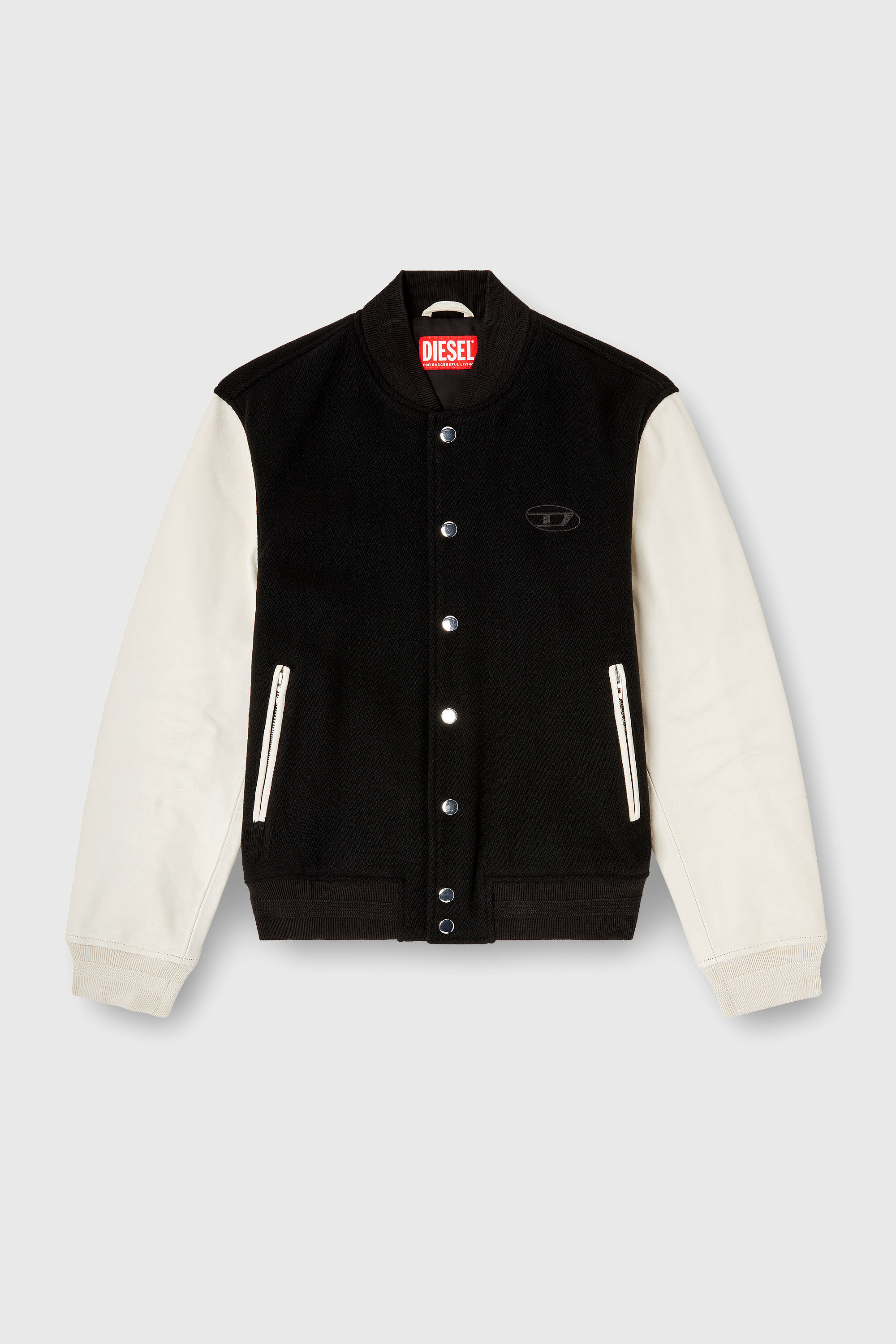 Diesel - L-ARRY-WRD, Blouson aviateur en m&eacute;lange de laine et cuir Homme in Polychrome - 2
