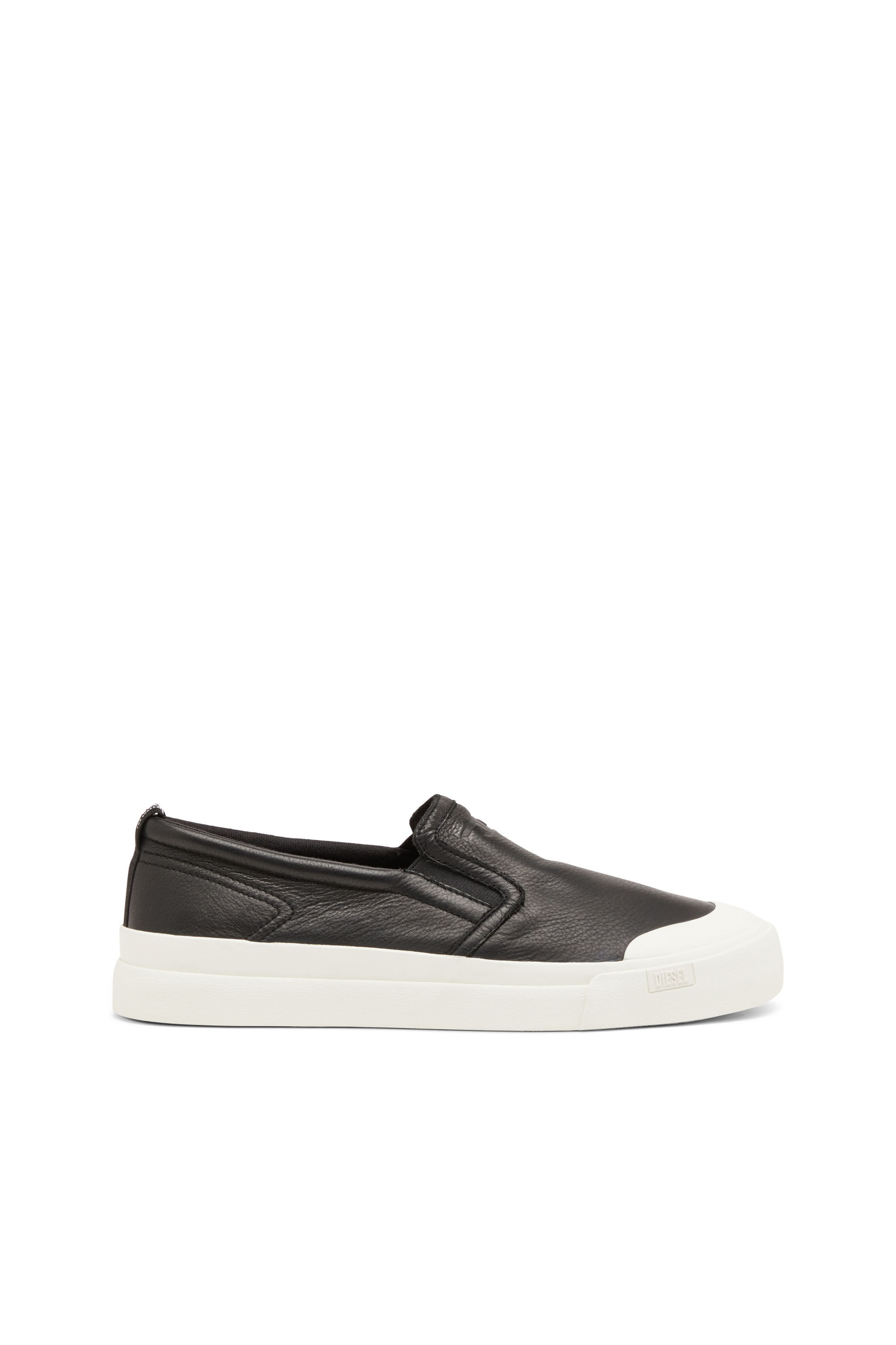Mens black leather slip on sneakers 2025