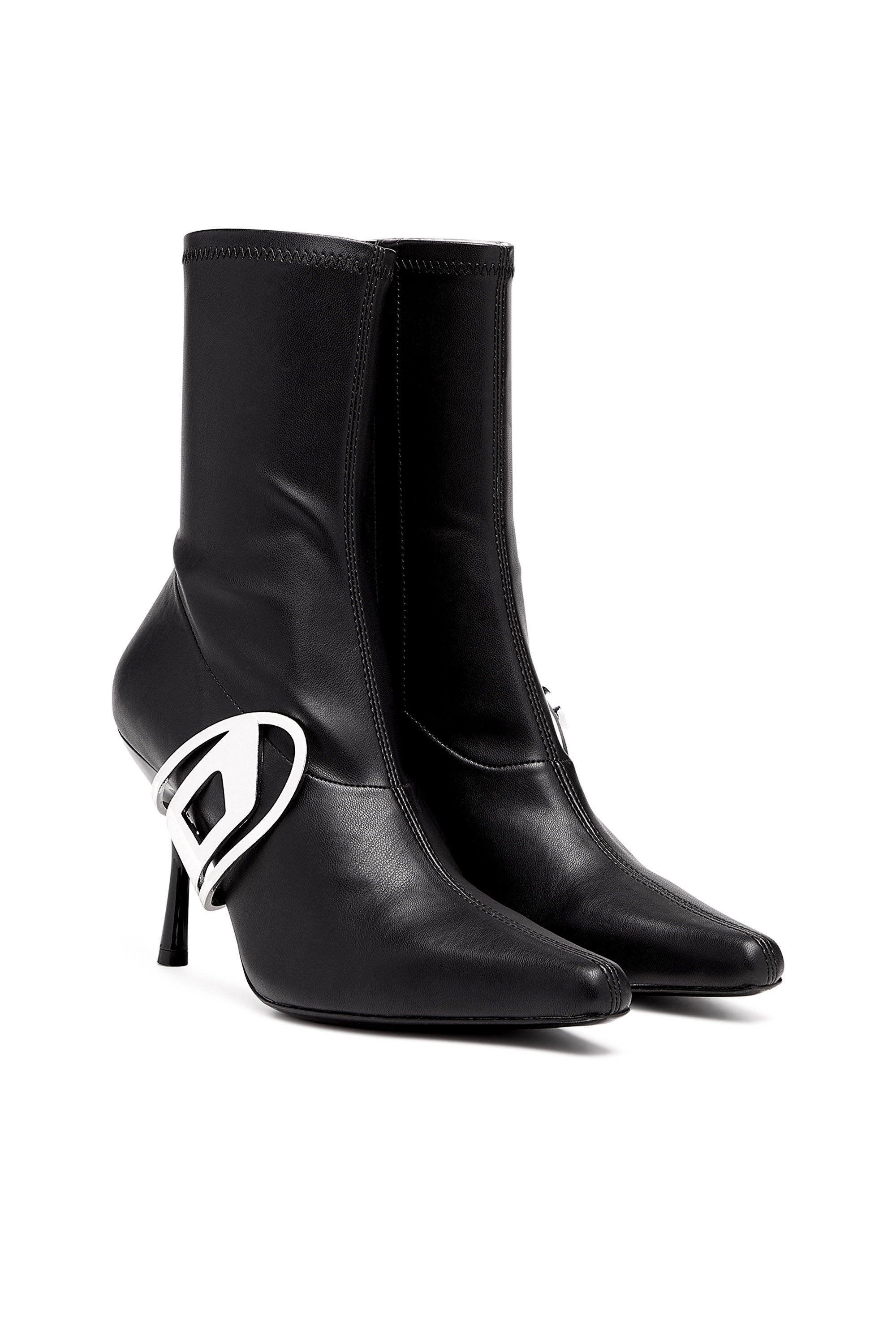 Diesel - D-ECLIPSE BT, Woman D-Eclipse BT - Stiletto boots with oval D plaque in Black - Image 2
