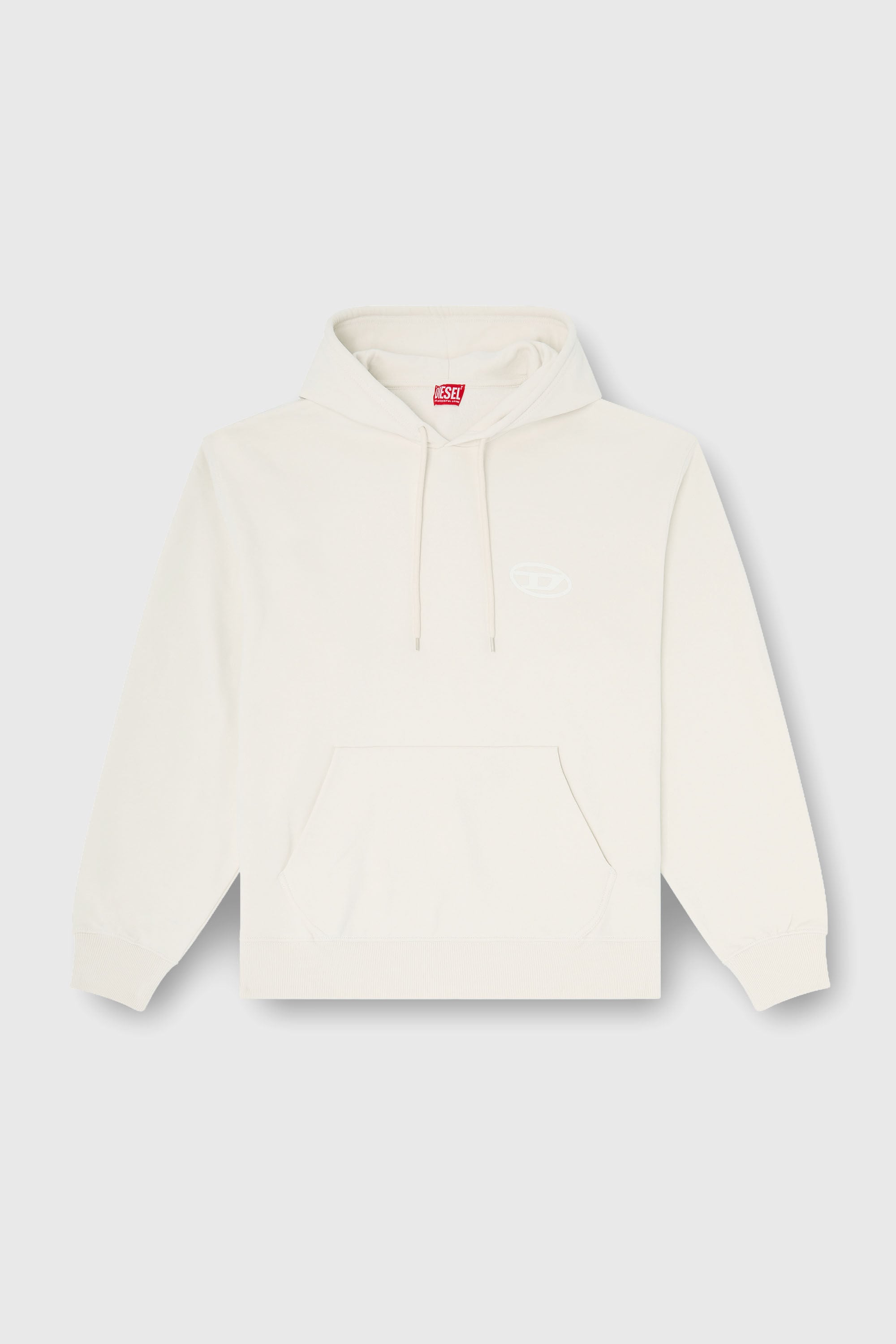 Diesel - S-LUK-H-T92, Sweat &agrave; capuche en coton avec broderie logo Oval D ton sur ton Homme in Blanc - 2