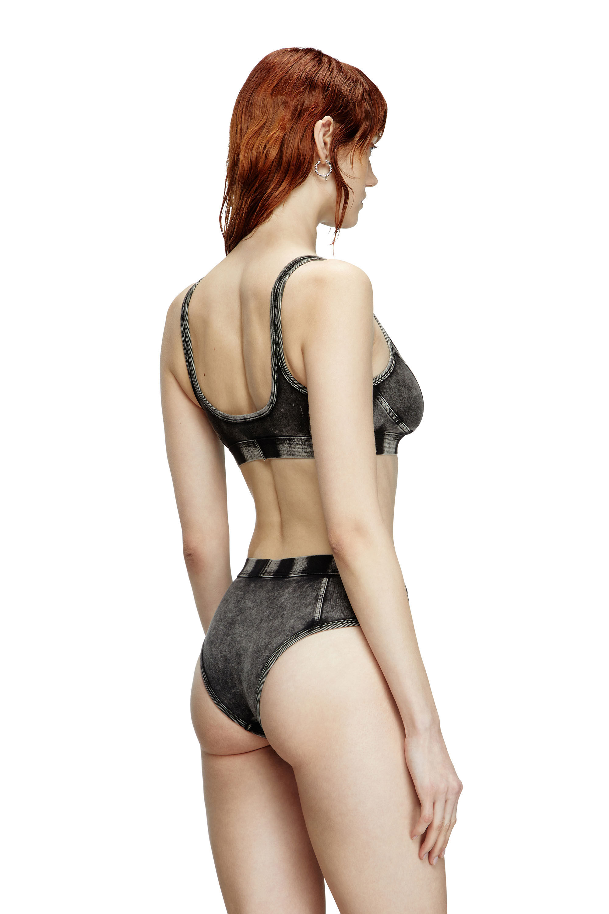 Diesel - KASSIE-DNM, Brassière en jersey effet denim Femme in Noir - 3