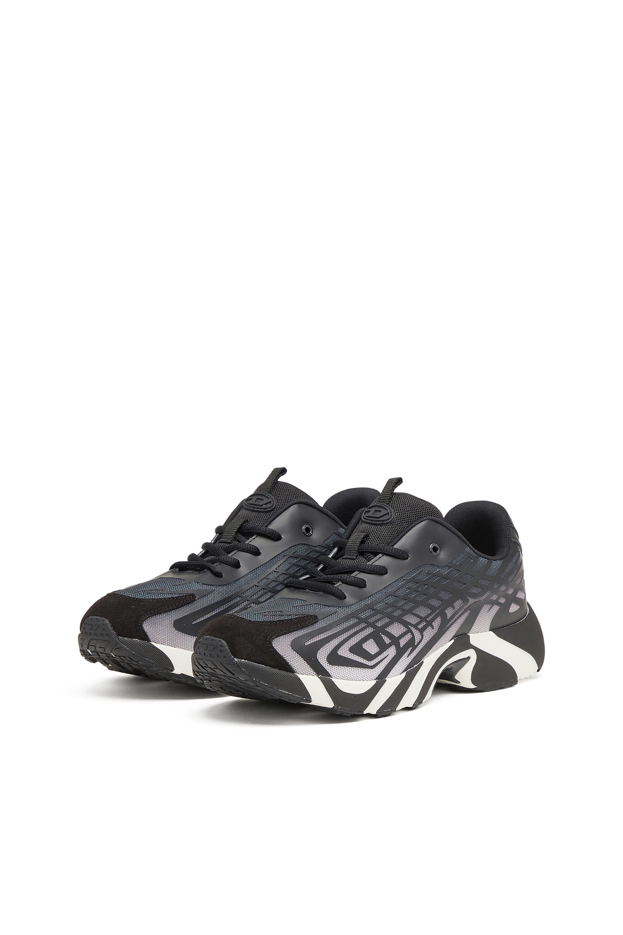Diesel - S-D-VIT'S 500 LOW, D-Vit-Sneakers en mesh dégradé rayé Homme in Noir - 7
