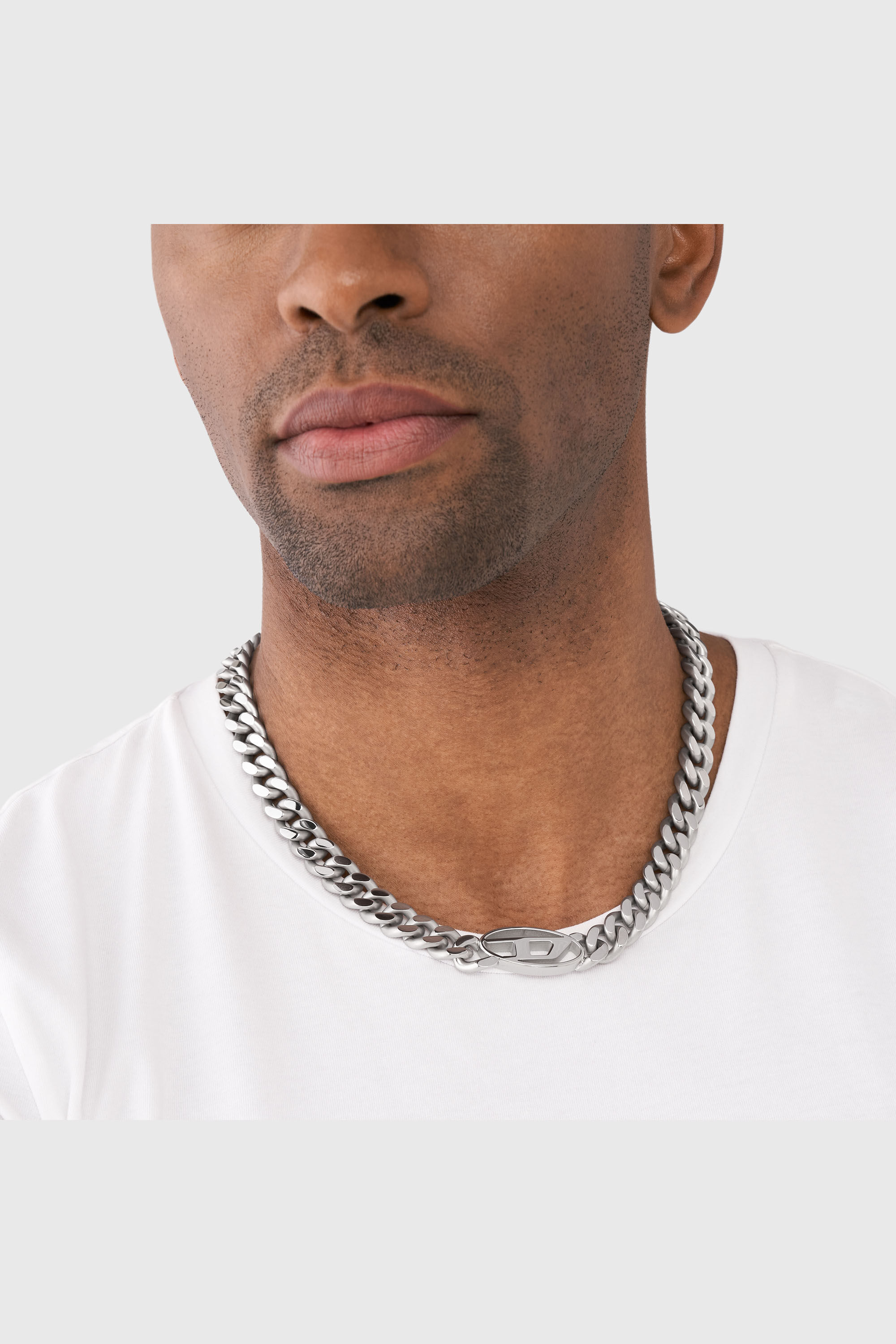 Diesel - DX1433, Choker avec logo D ovale Homme in Gris argent&eacute; - 3