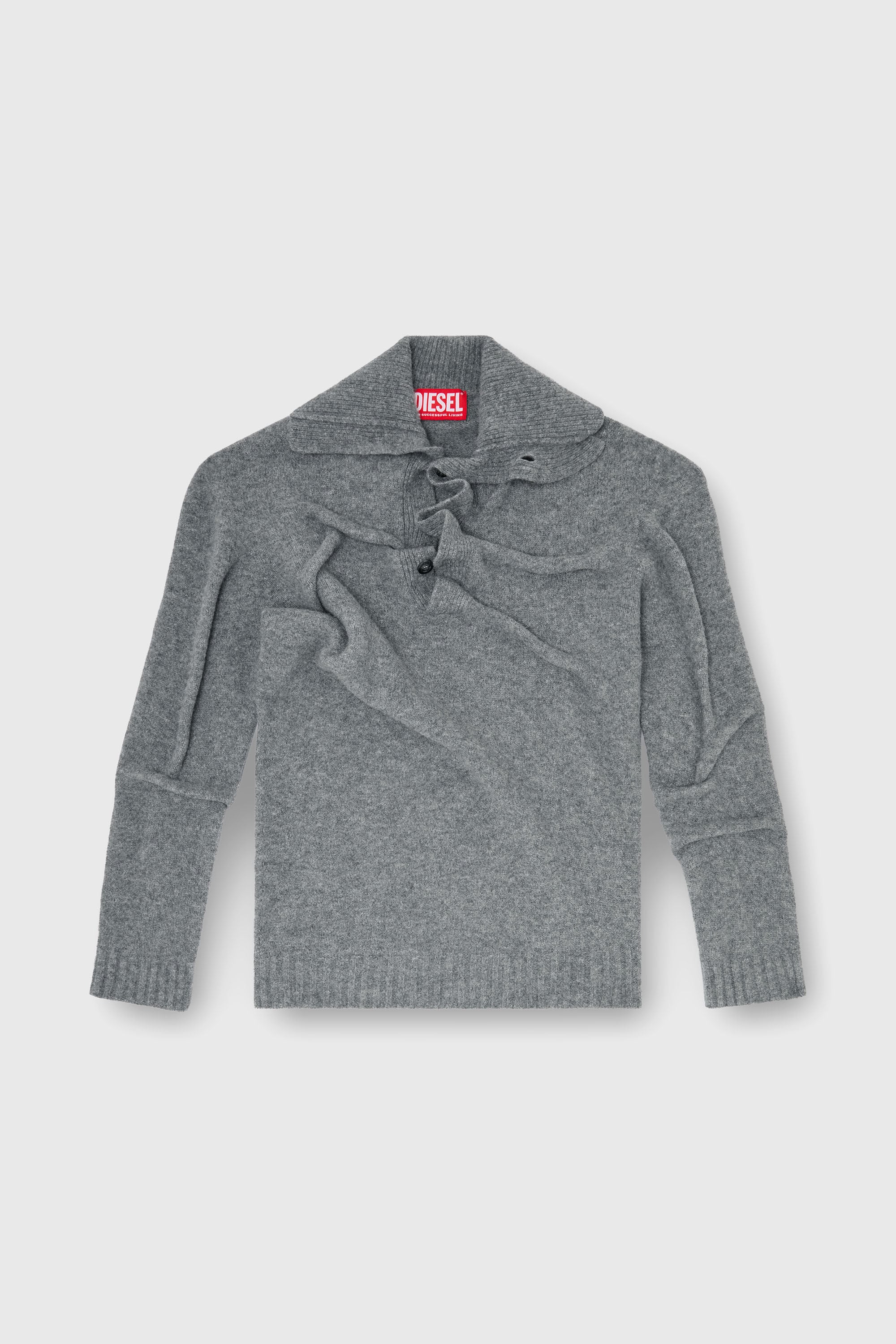 Diesel - K-ANDREW, Pull col boutonnage en maille bouillie froiss&eacute;e Homme in ToBeDefined - 2