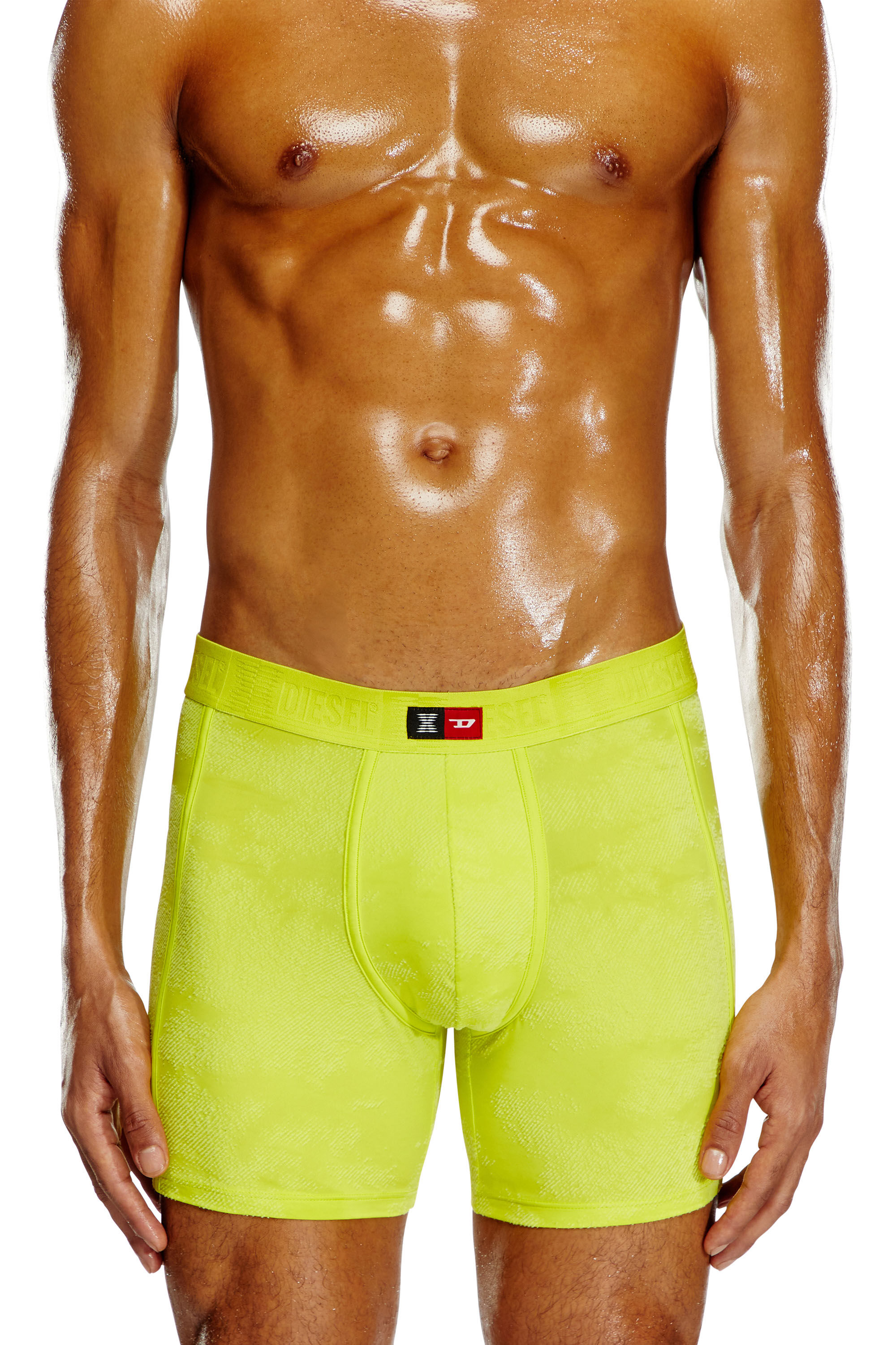 Diesel - FLOCKED-BOXER-BRIEFS, Boxer en microfibre floquée Homme in Vert - 3