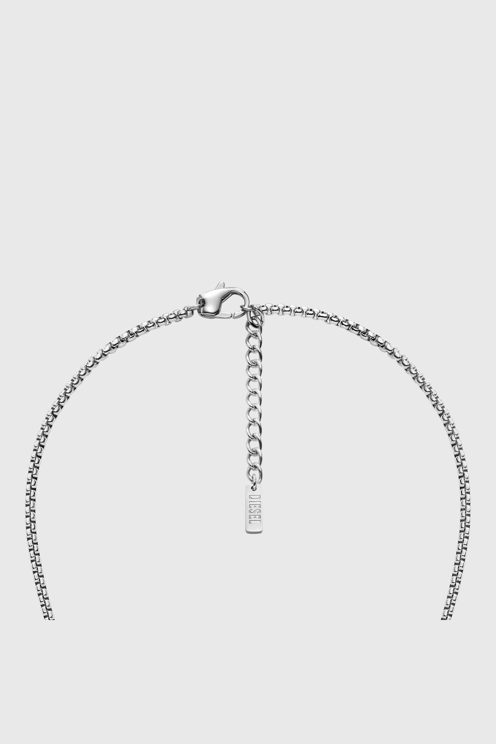 Diesel - DX1749040, Collier &agrave; pendentif plaque militaire en acier inoxydable avec texture denim Mixte in Gris argent&eacute; - 3