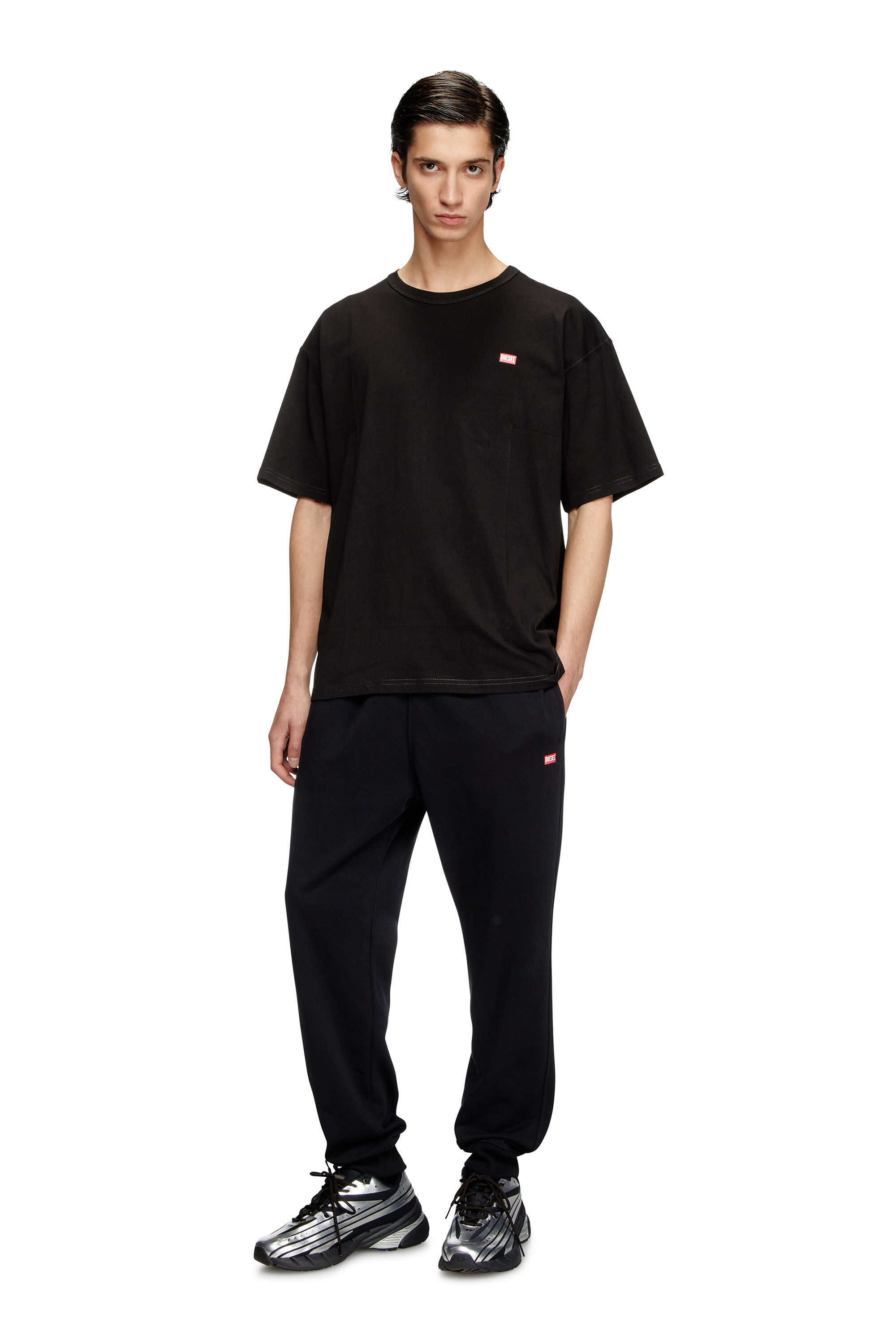 Diesel - P-TARGA-R1, Pantalon de survêtement avec mini logo Homme in Noir - 1