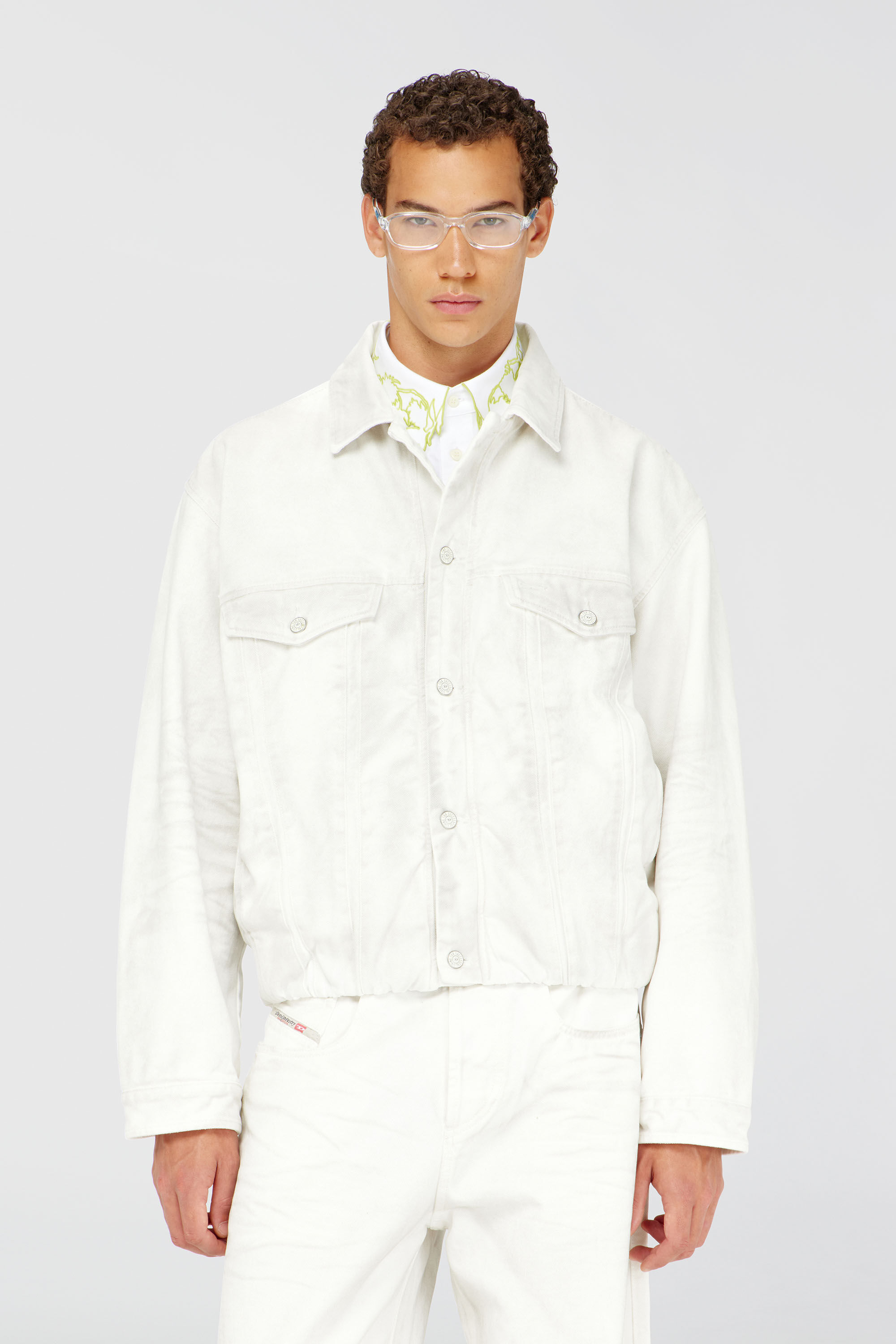 Diesel - D-MORVI-FSJ1, Veste trucker en denim stretch Homme in Blanc - 3