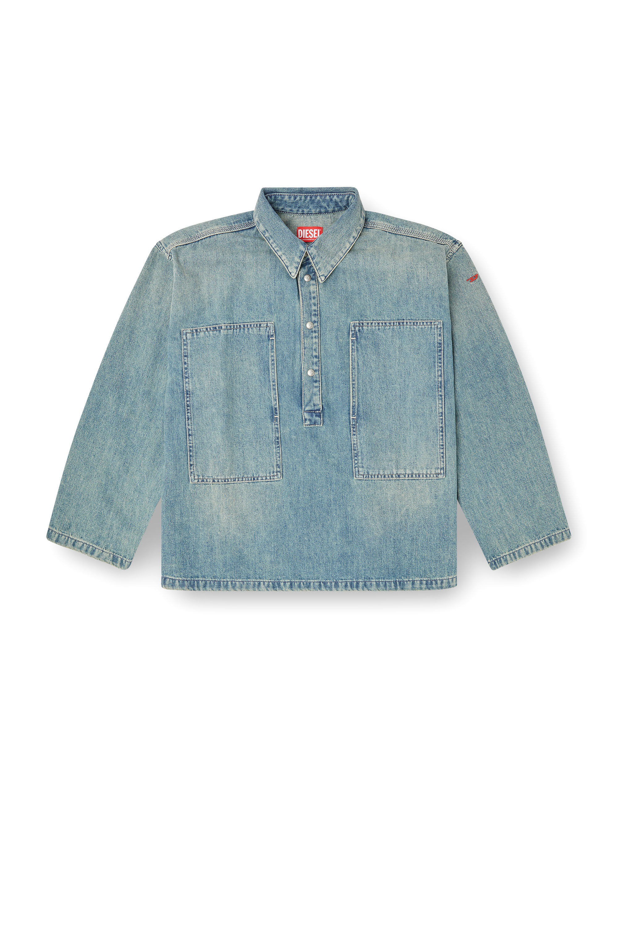 Diesel - DE-PRISS, Haut Henley en denim de style utilitaire Femme in Bleu - 2
