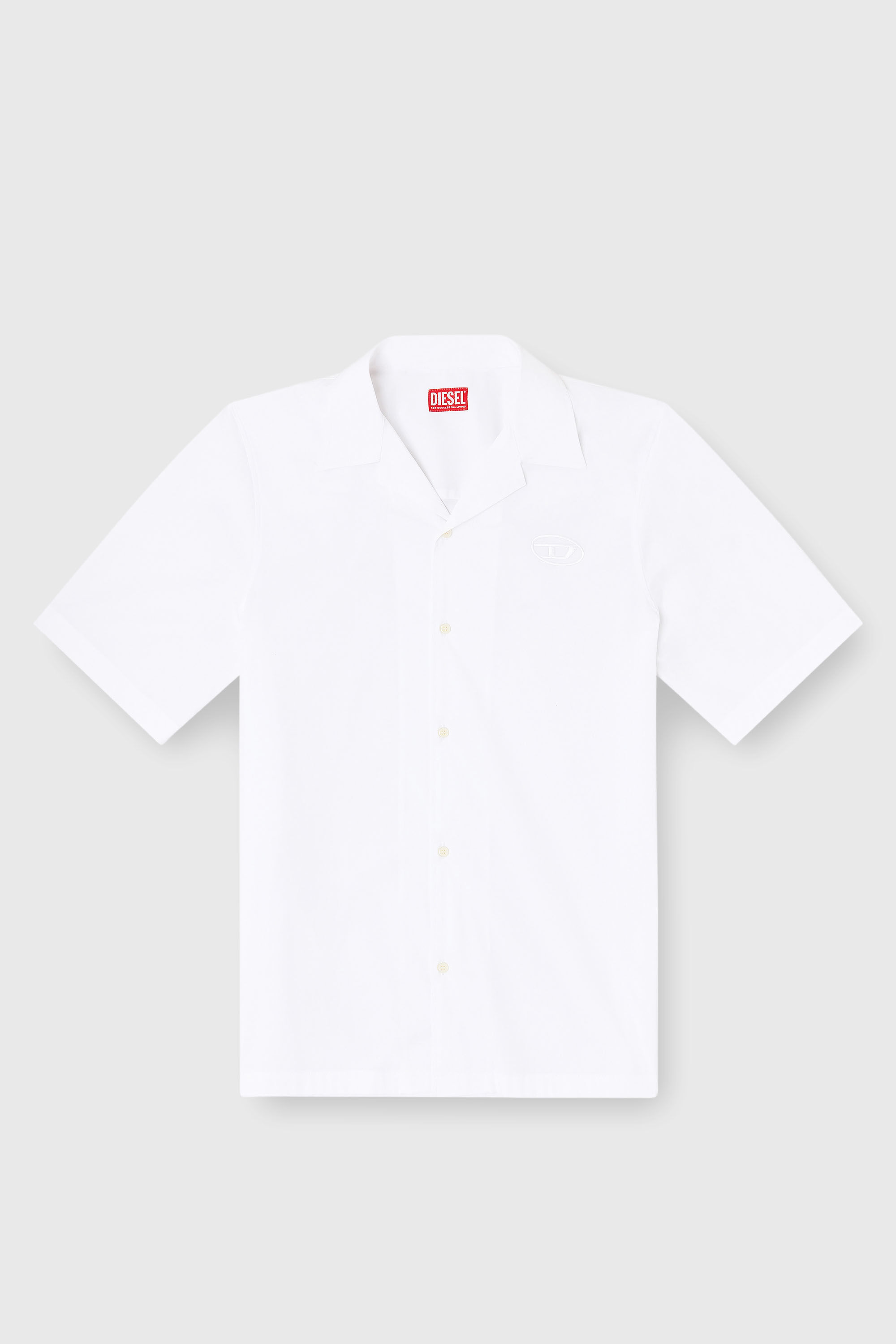 Diesel - S-MAC-GSBH, Chemise en popeline stretch avec broderie Oval D Homme in Blanc - 2